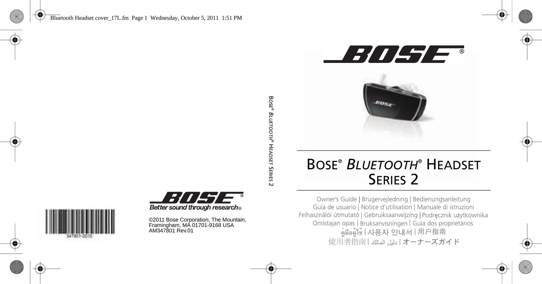 Bose AM347801 Bluetooth Headset User Manual