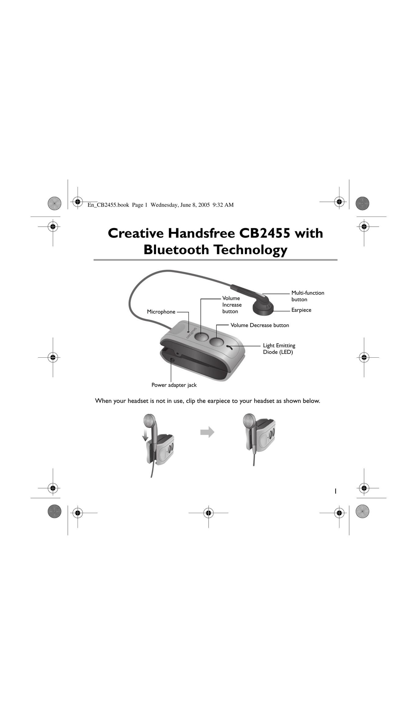 Creative Labs CB2455 Bluetooth Headset User Manual