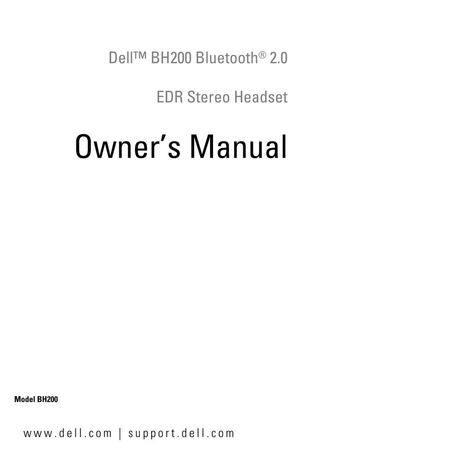 Dell BH200 Bluetooth Headset User Manual