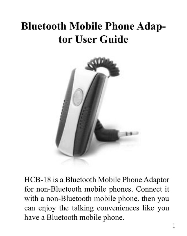 Huey Chiao HCB-18 Bluetooth Headset User Manual