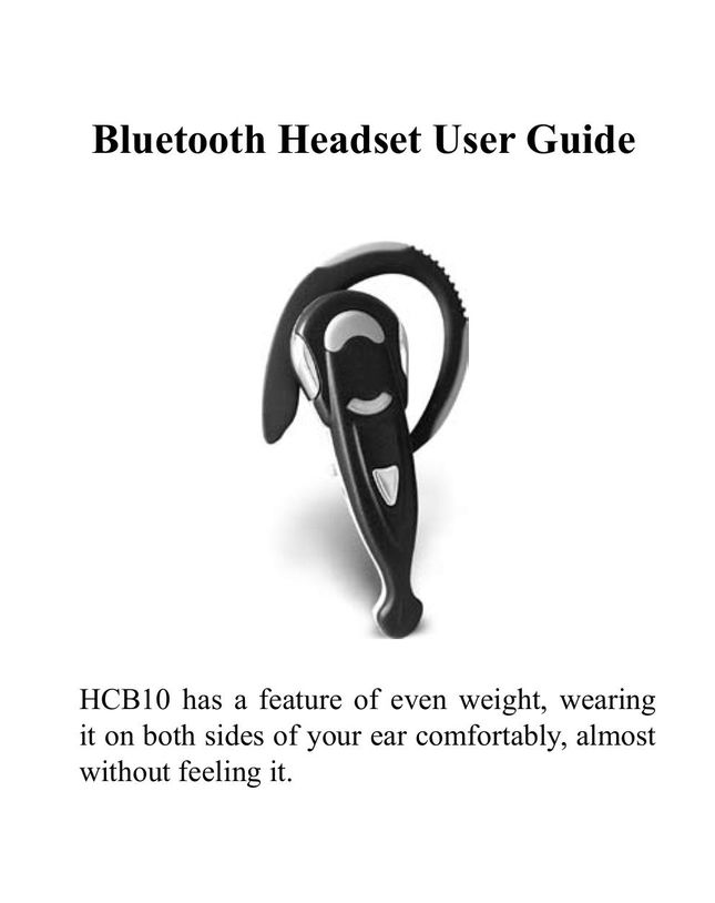 Huey Chiao HCB10 Bluetooth Headset User Manual