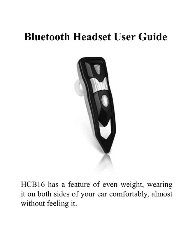 Huey Chiao HCB16 Bluetooth Headset User Manual