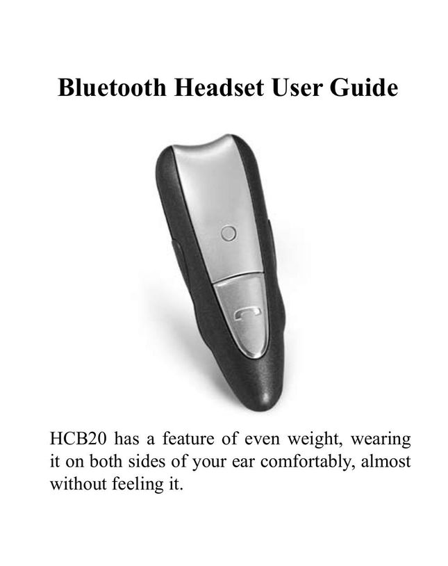 Huey Chiao HCB20 Bluetooth Headset User Manual