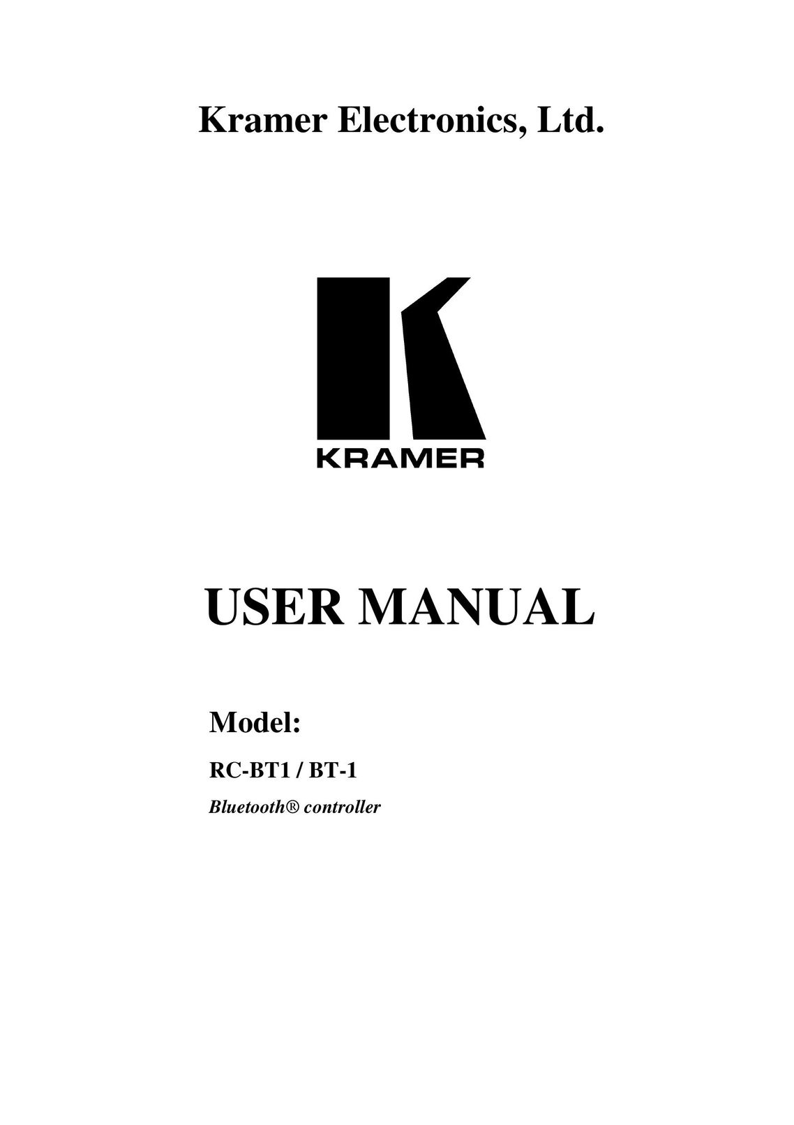 Kramer Electronics BT-1 Bluetooth Headset User Manual
