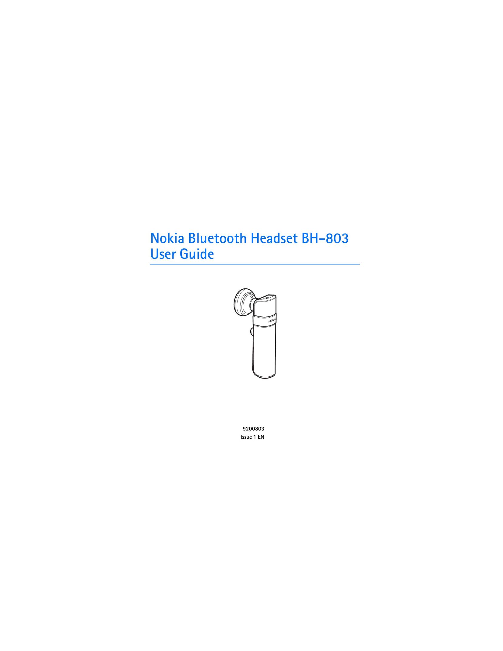 Nokia BH-803 Bluetooth Headset User Manual