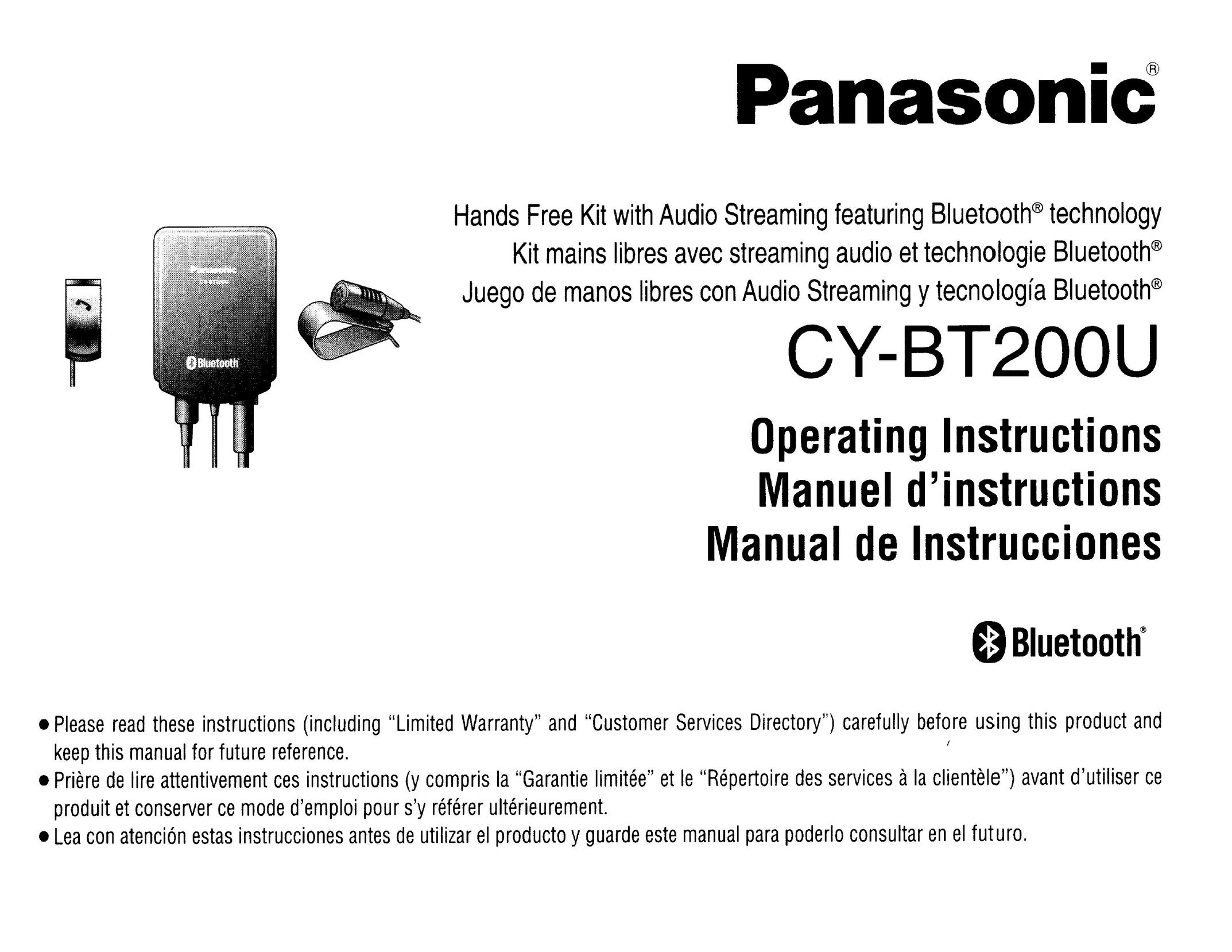 Panasonic CY-BT200U Bluetooth Headset User Manual