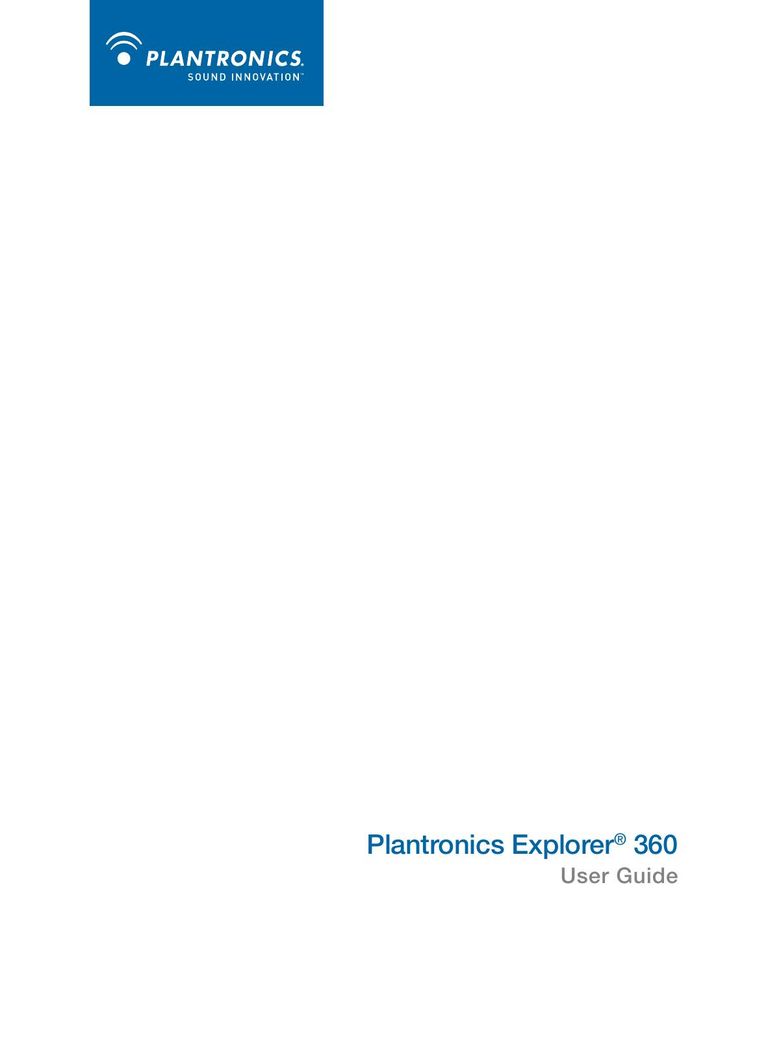 Plantronics 360 Bluetooth Headset User Manual