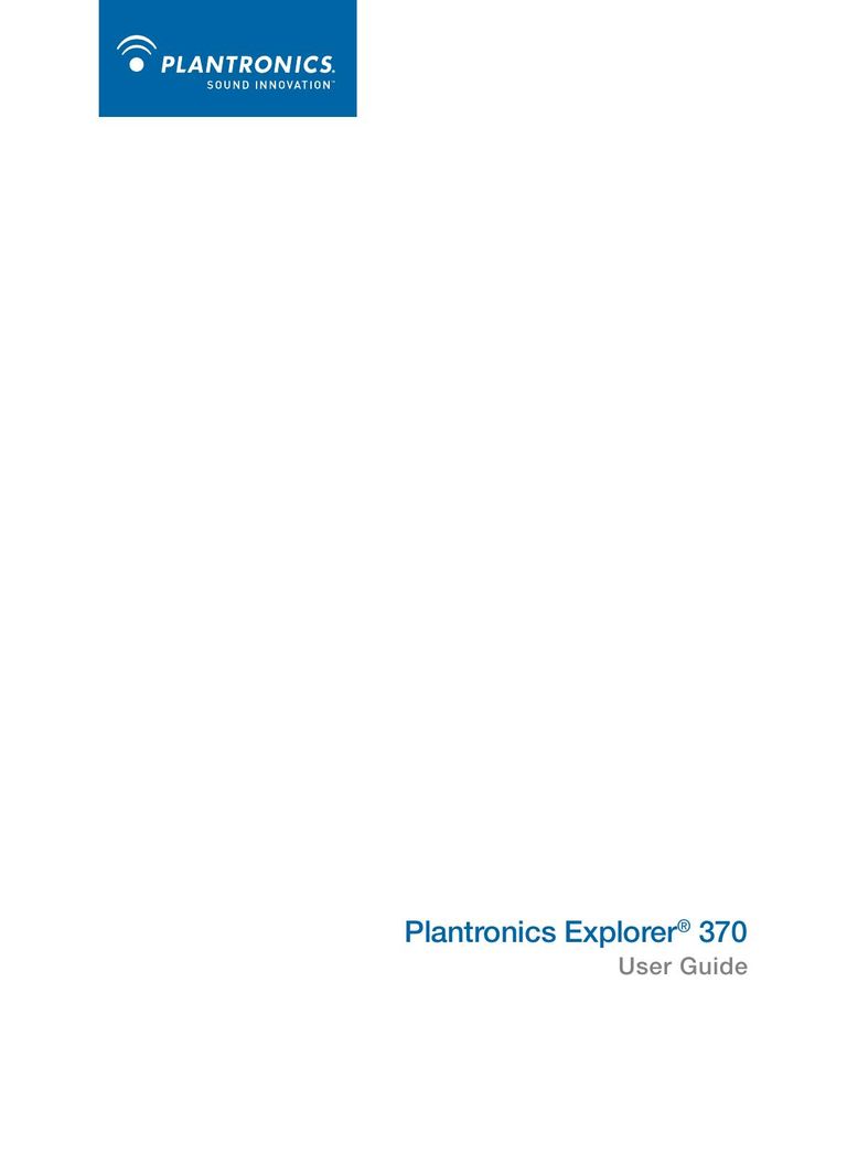 Plantronics 370 Bluetooth Headset User Manual