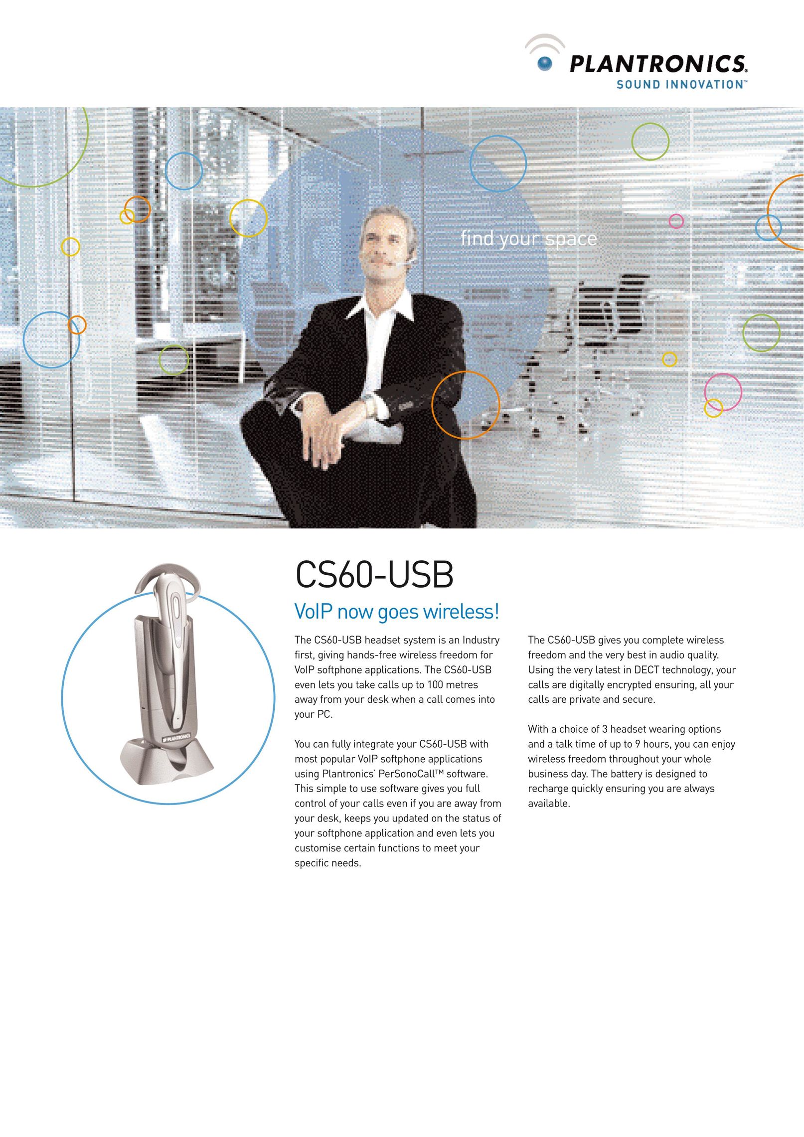 Plantronics CS60-USB Bluetooth Headset User Manual