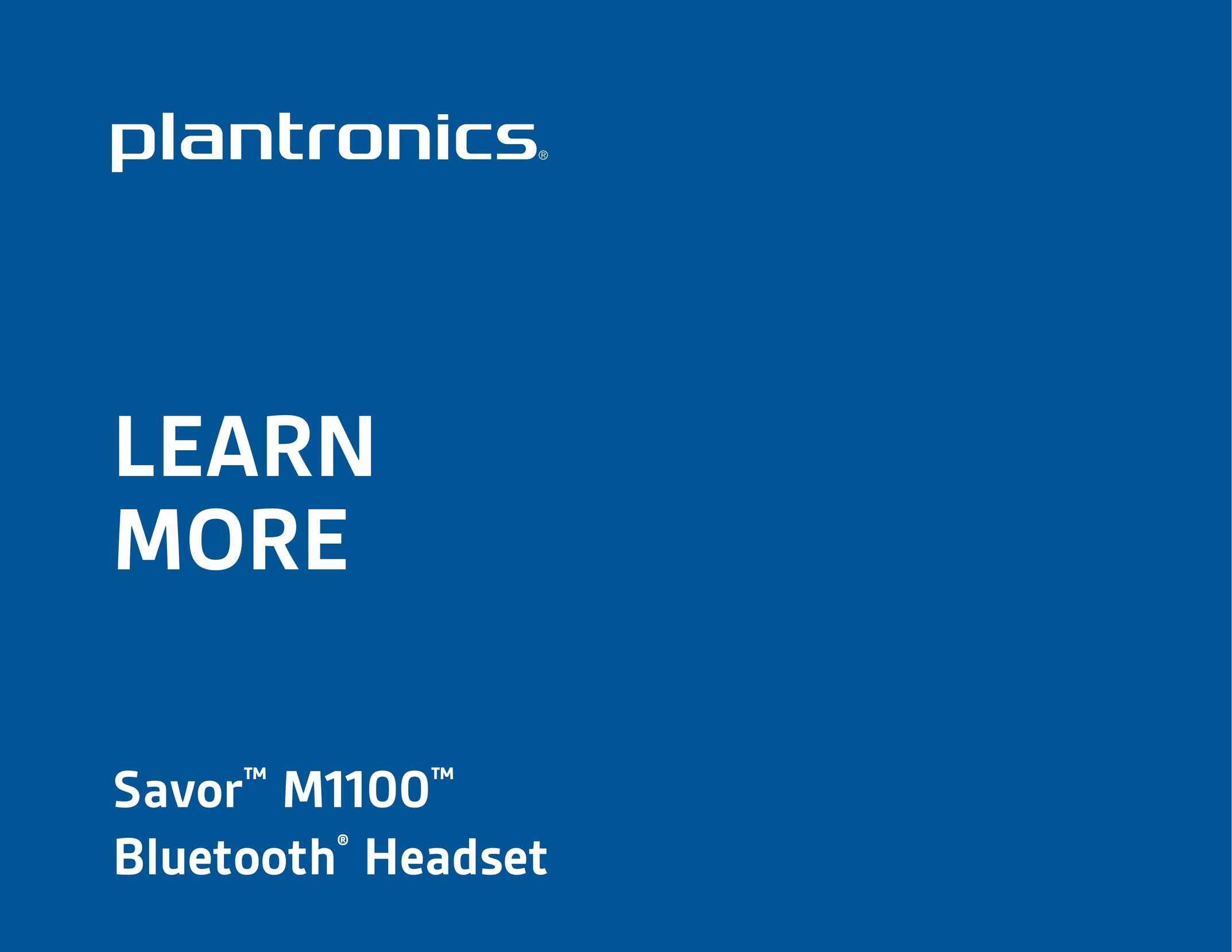 Plantronics M1100 Bluetooth Headset User Manual