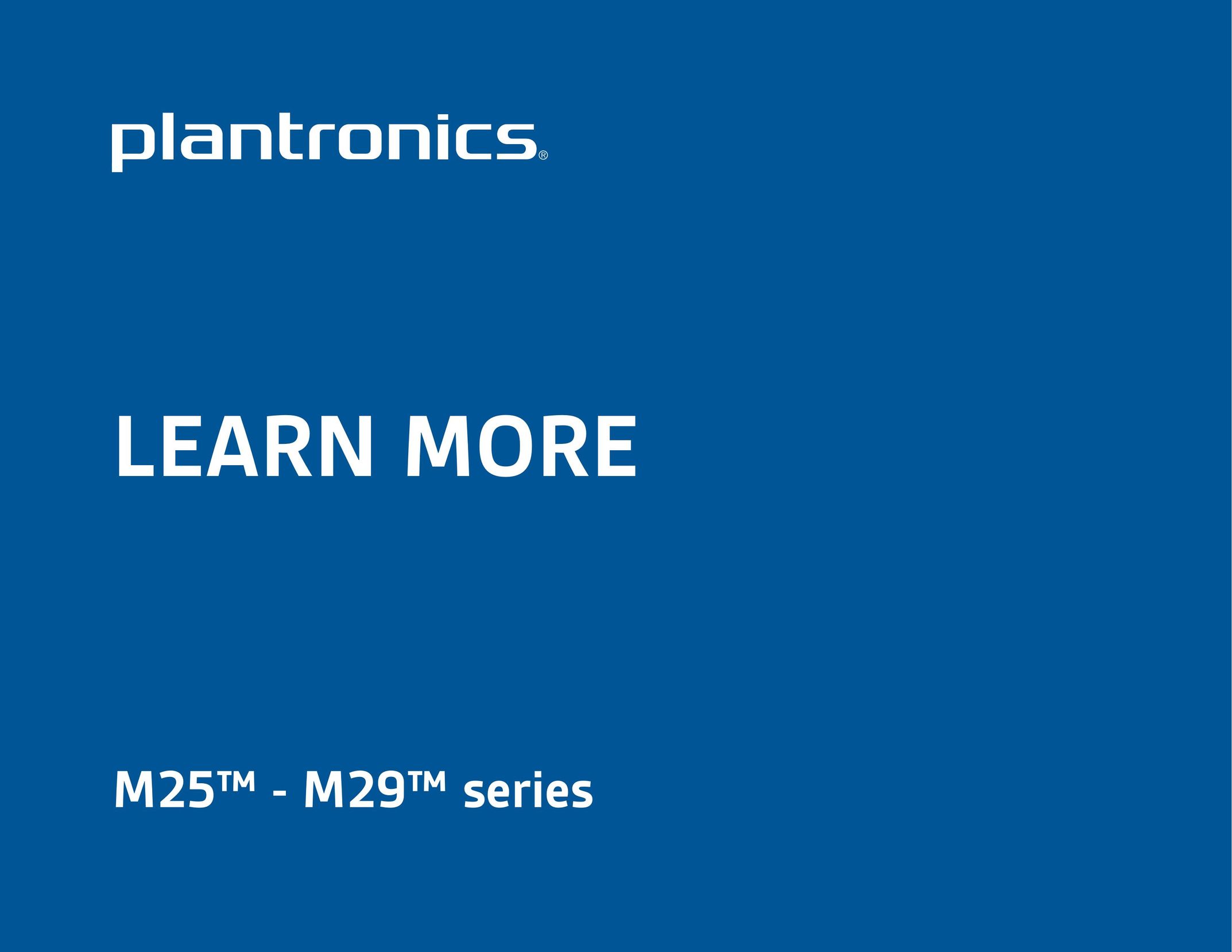 Plantronics M29 Bluetooth Headset User Manual