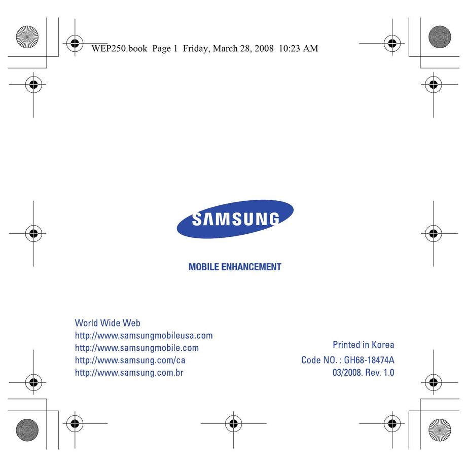Samsung 7592A-WEP250 Bluetooth Headset User Manual