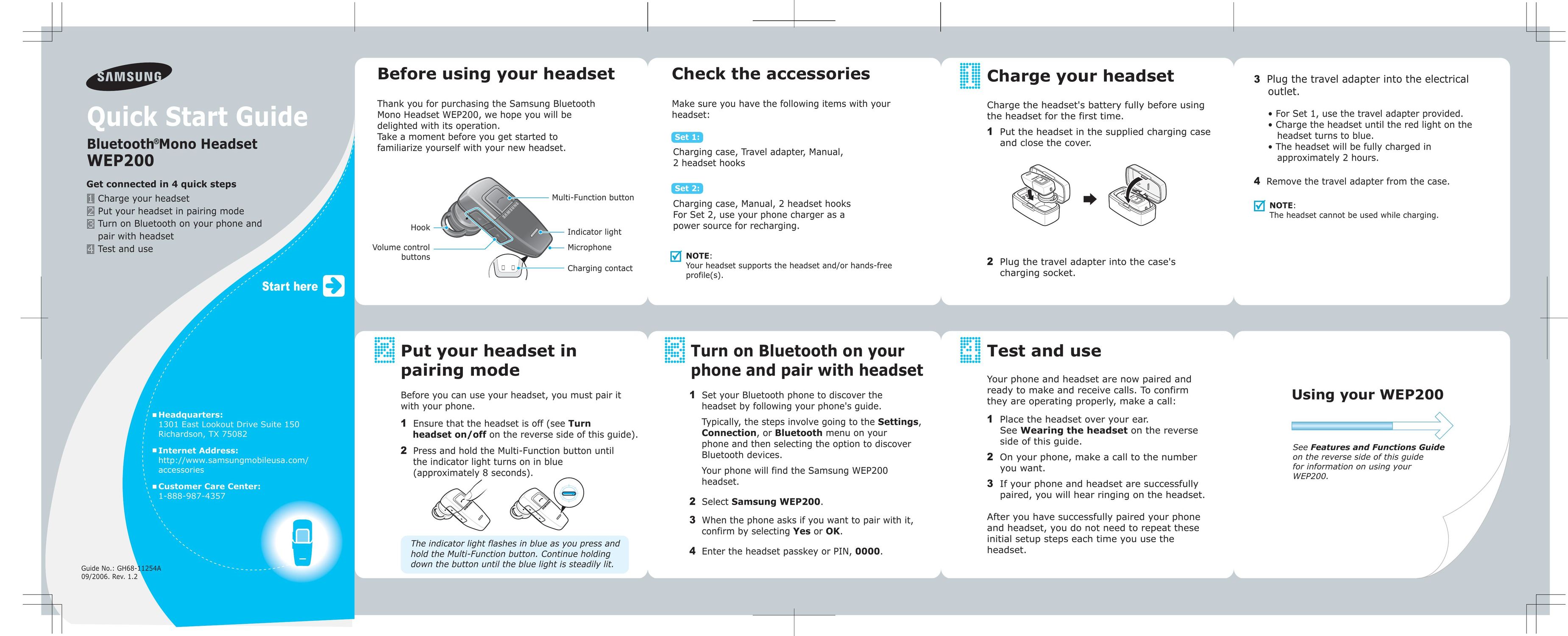 Samsung GH68-11254A Bluetooth Headset User Manual