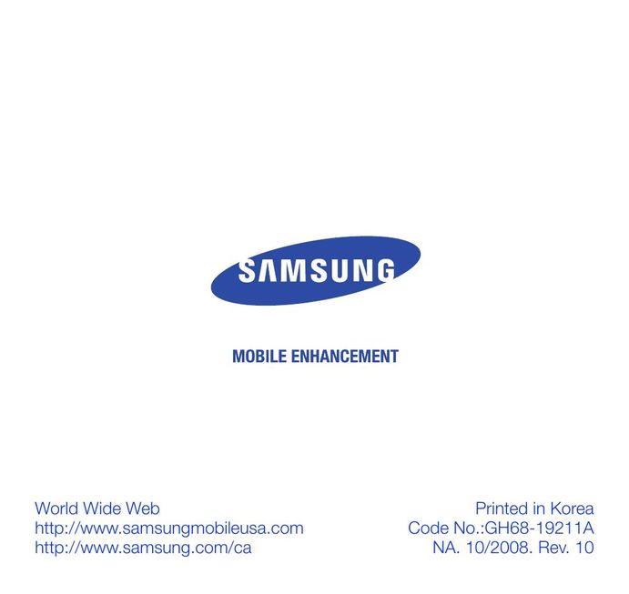 Samsung GH68-19211A Bluetooth Headset User Manual