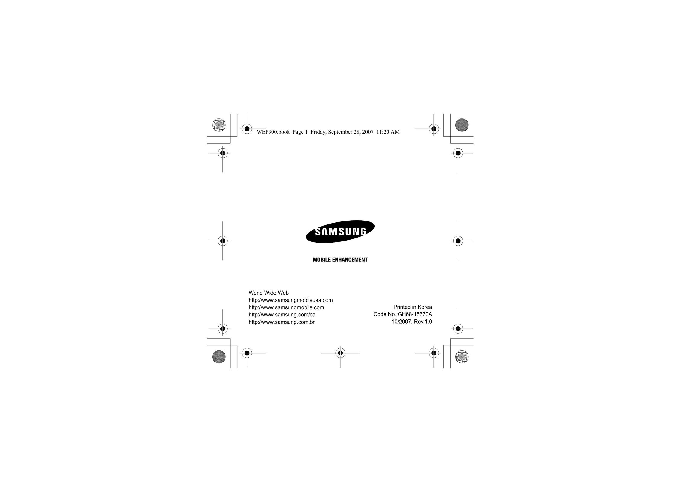 Samsung WEP 300 Bluetooth Headset User Manual