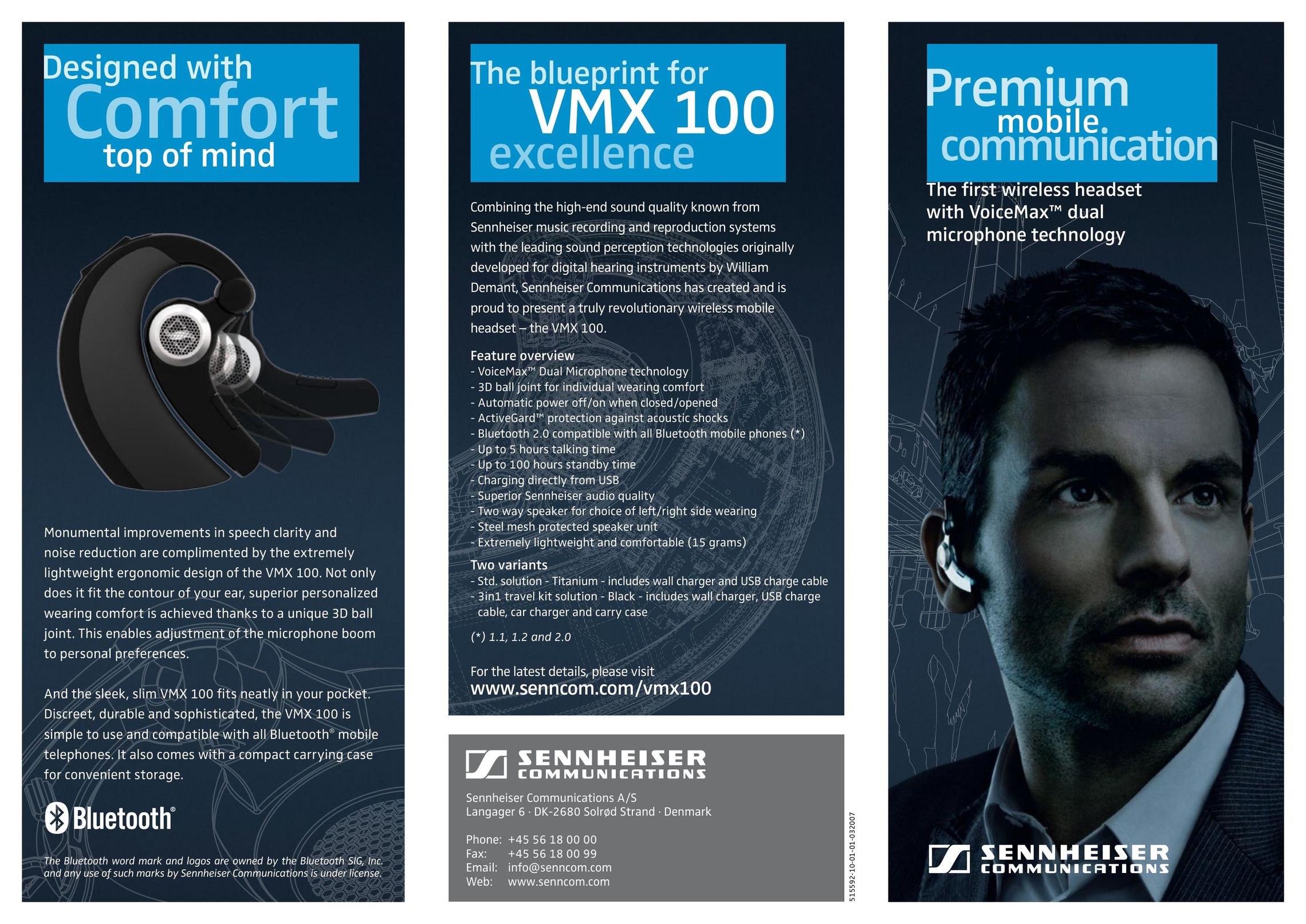 Sennheiser VMX 100 Bluetooth Headset User Manual
