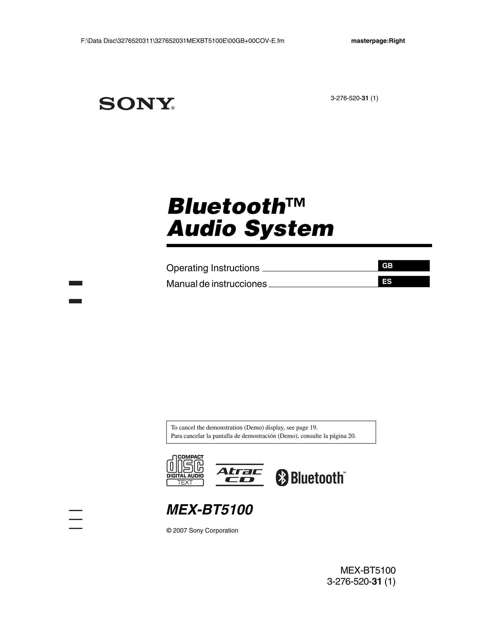 Sony MEX-BT5100 Bluetooth Headset User Manual