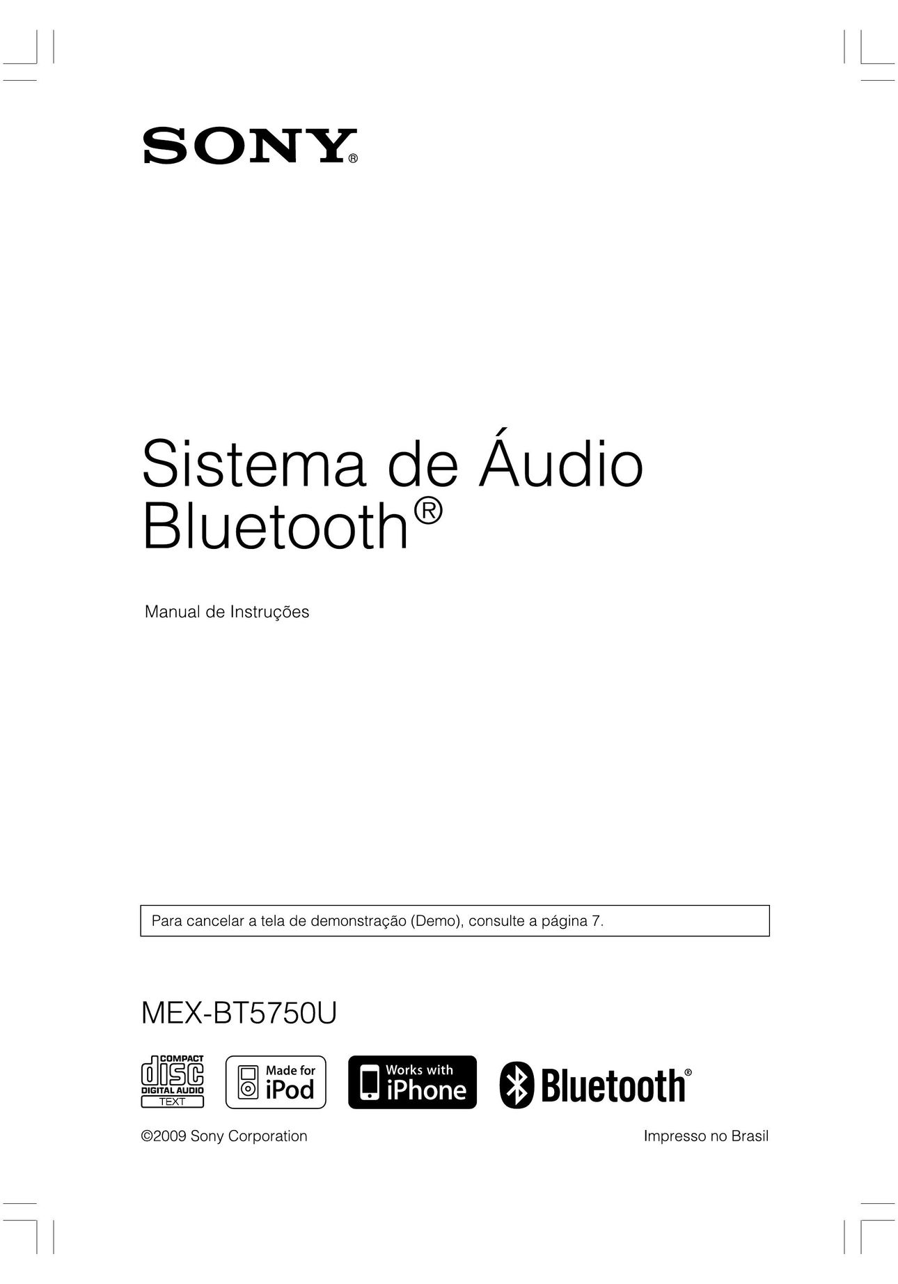 Sony MEX-BT5750U Bluetooth Headset User Manual