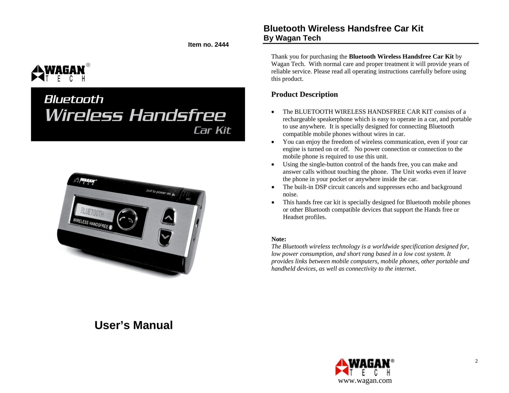 Wagan 2444 Bluetooth Headset User Manual