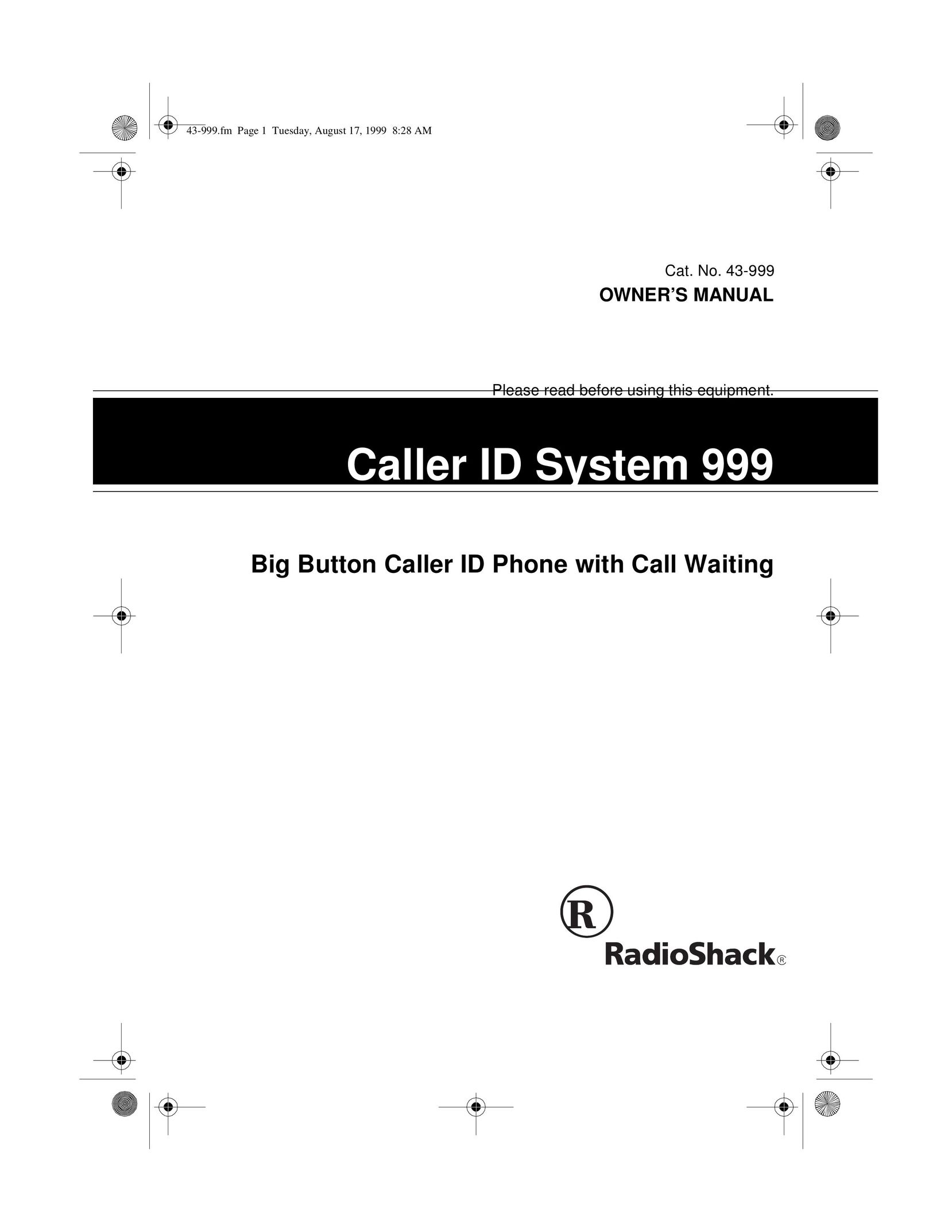 Radio Shack 43-999 Caller ID Box User Manual