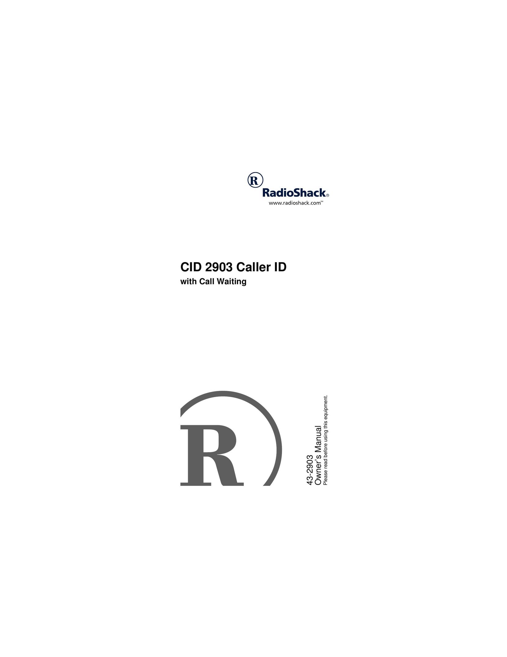 Radio Shack CID 2903 Caller ID Box User Manual