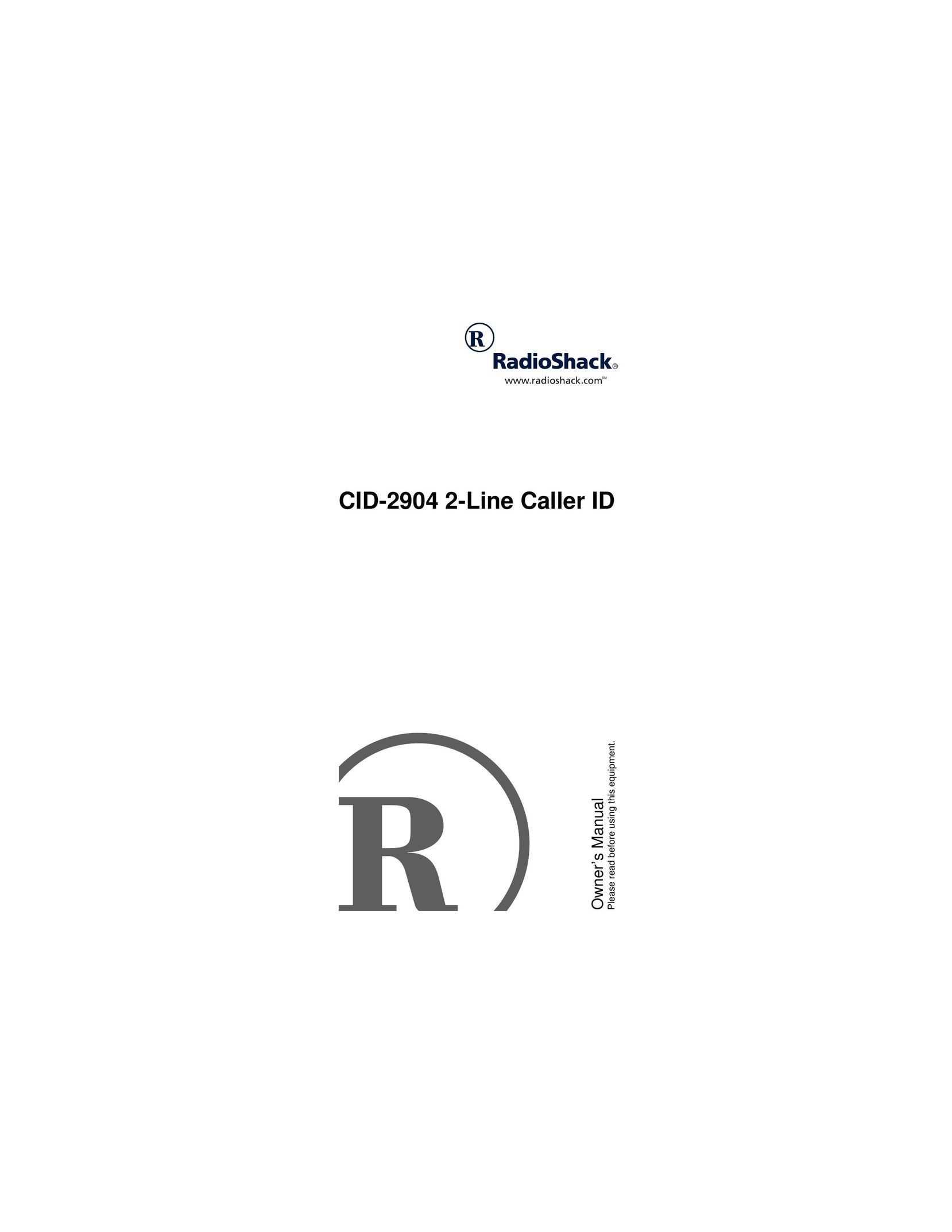 Radio Shack CID-2904 Caller ID Box User Manual