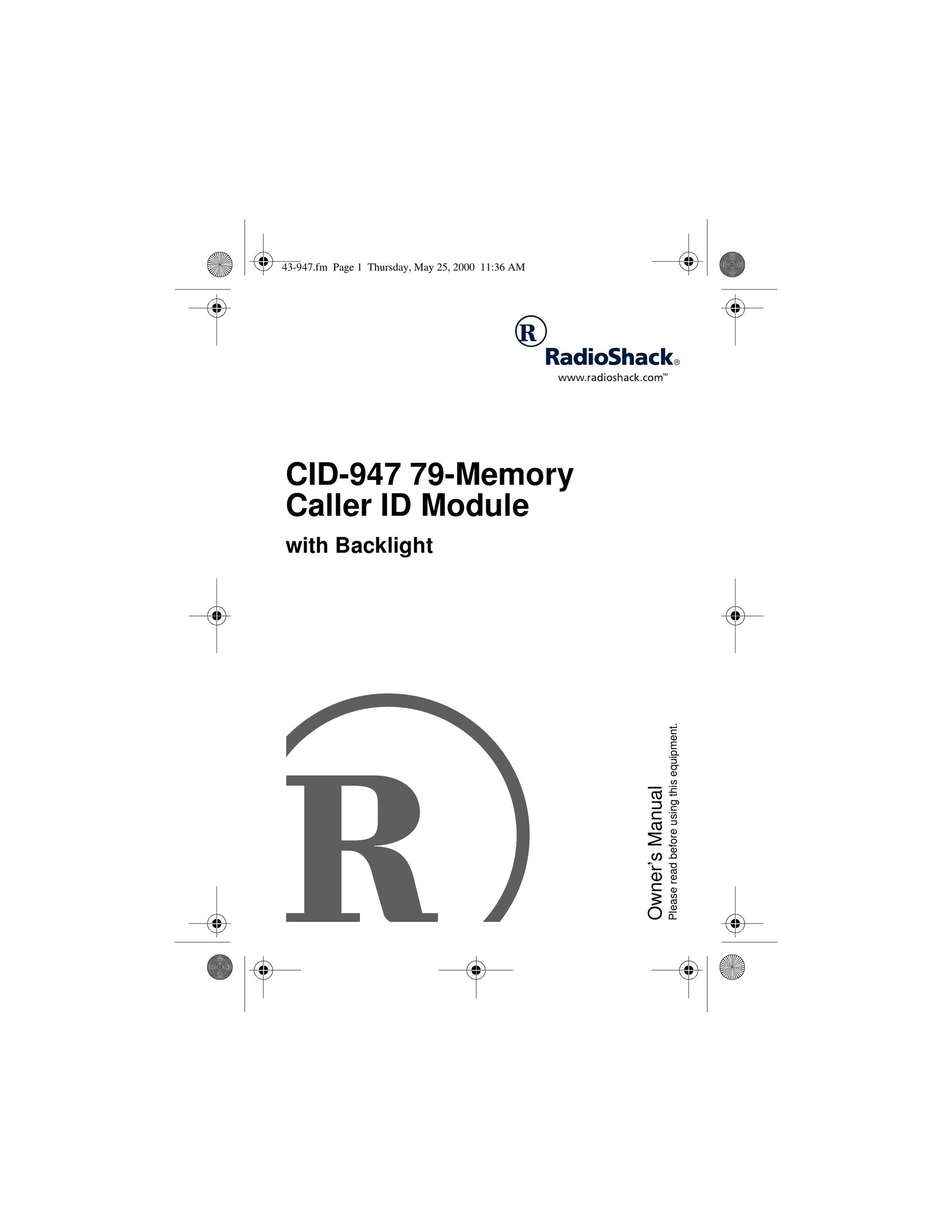 Radio Shack CID-947 Caller ID Box User Manual