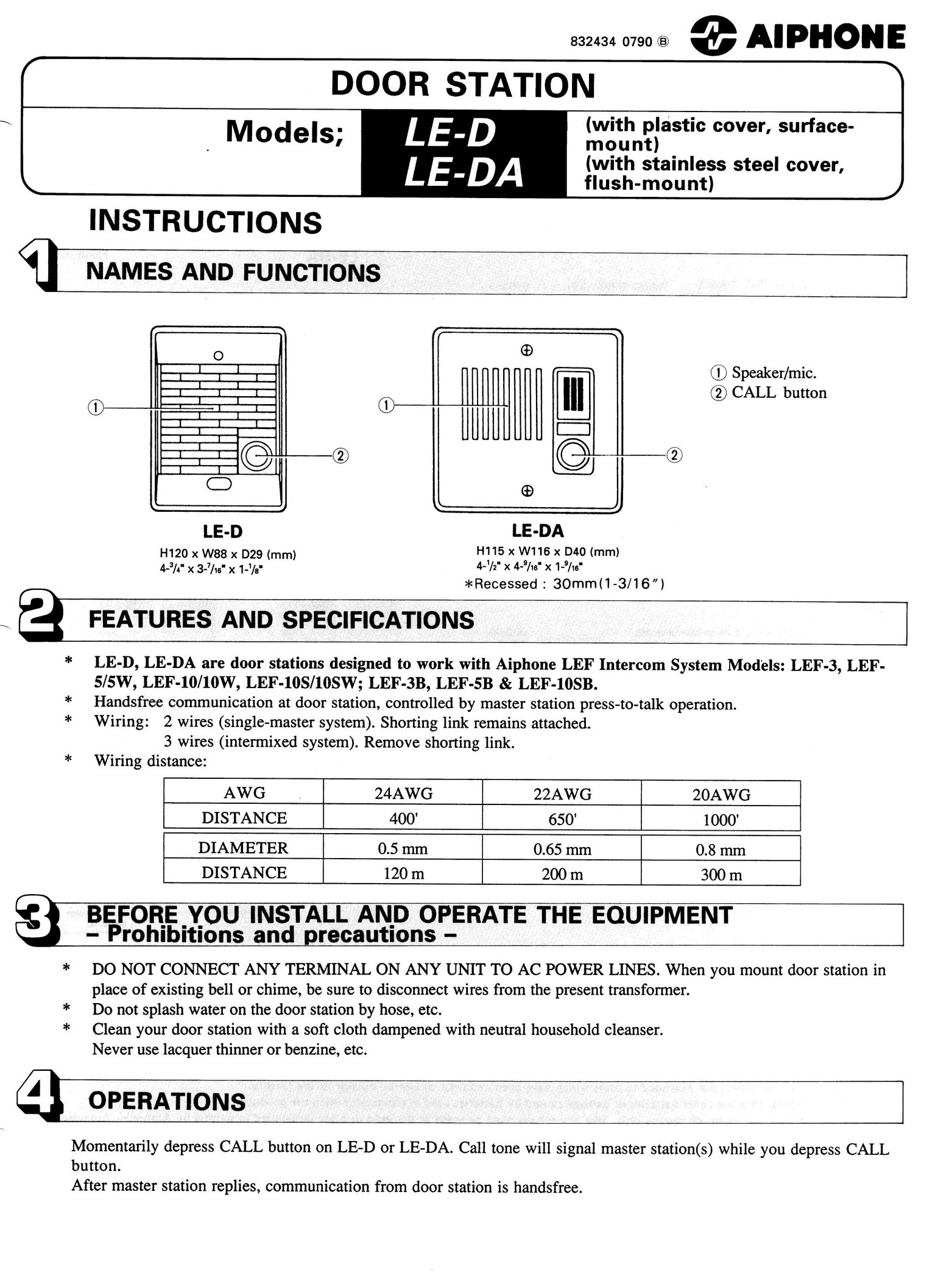 Aiphone LE-D Conference Phone User Manual