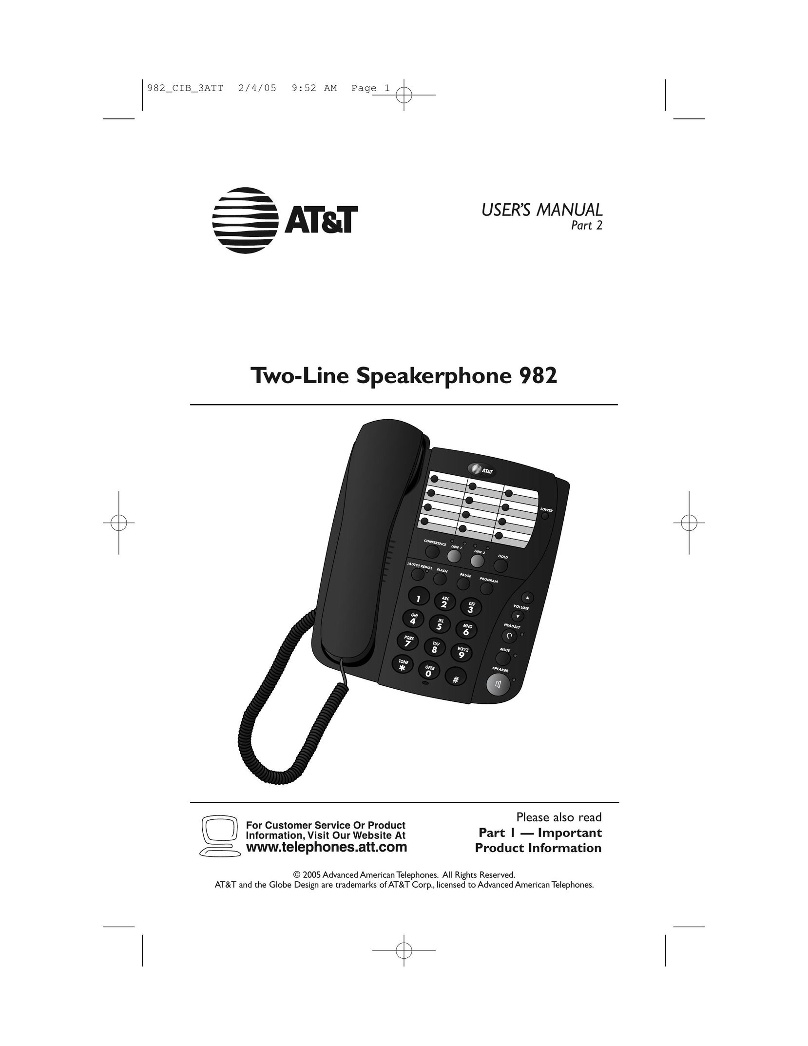AT&T 982 Conference Phone User Manual