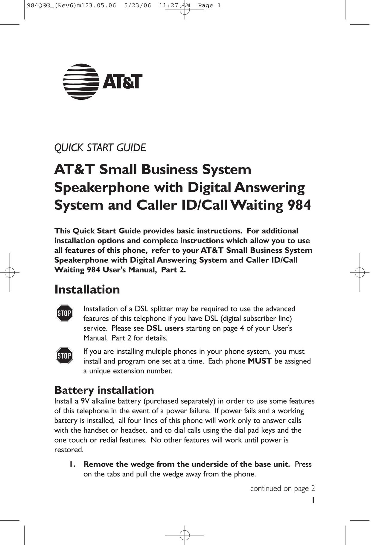 AT&T 984QSG Conference Phone User Manual
