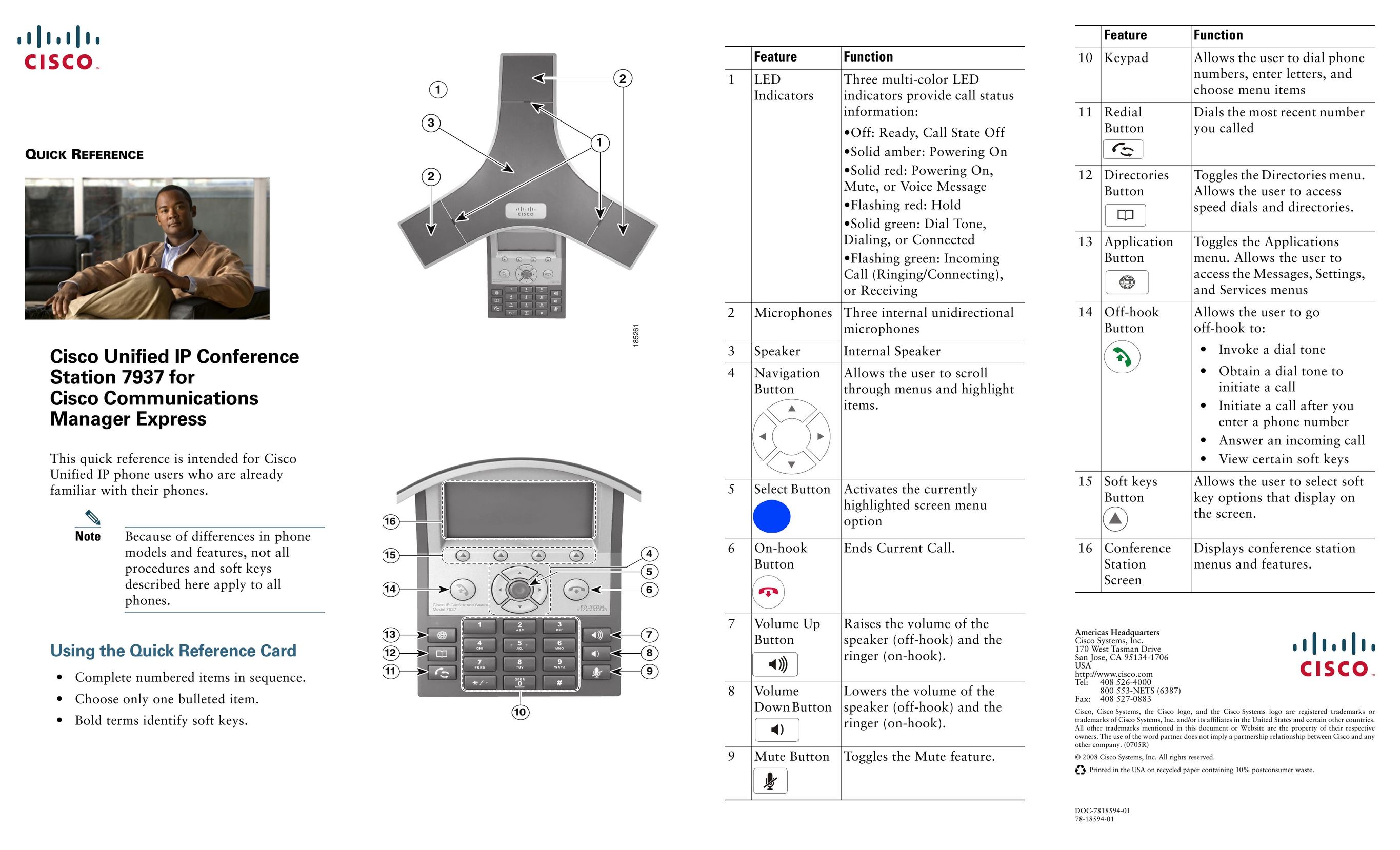 Cisco Systems 7937 Conference Phone User Manual