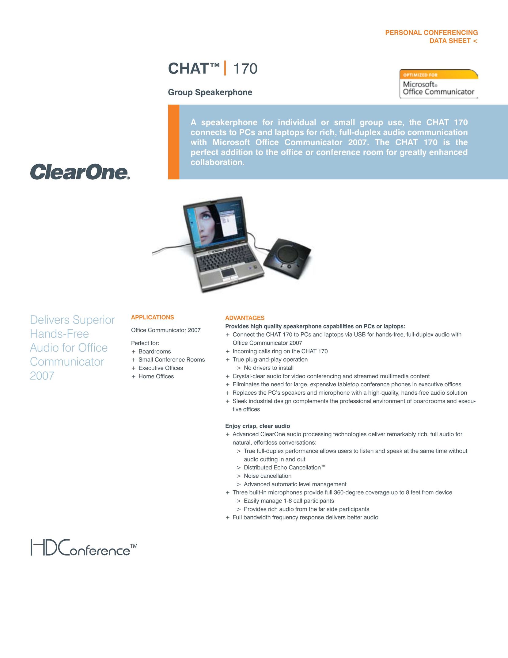 ClearOne comm 170 Conference Phone User Manual