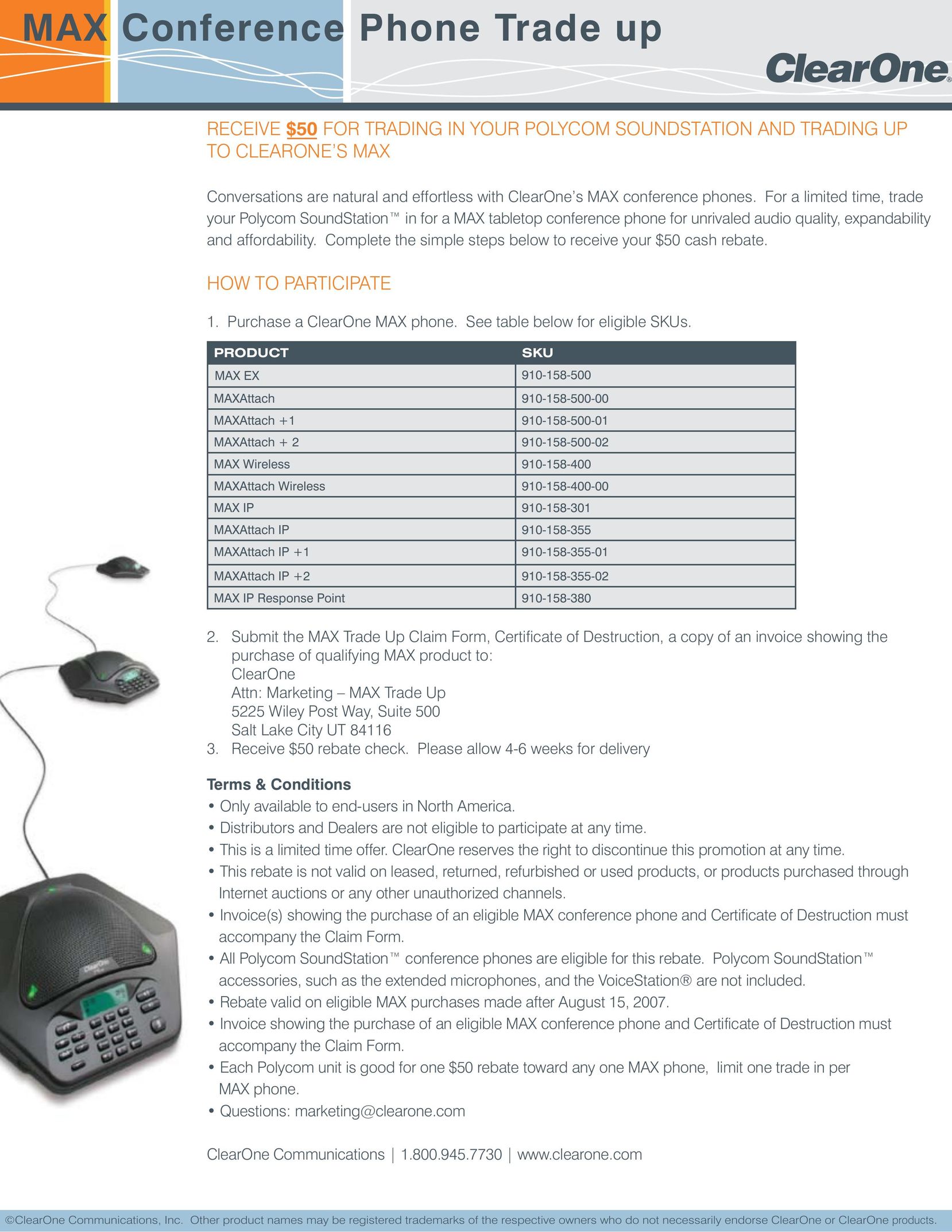 ClearOne comm MAXAttach +2 Conference Phone User Manual