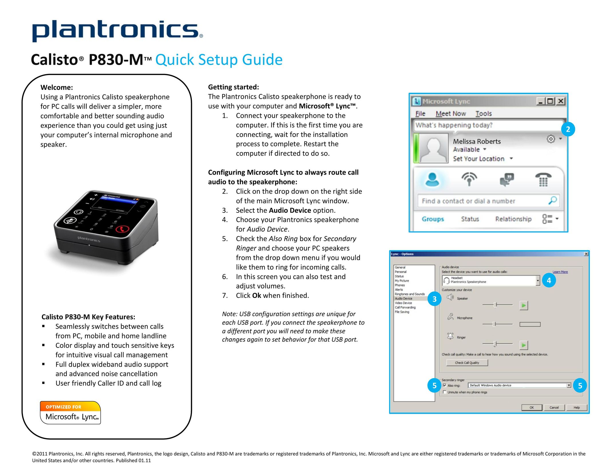 Plantronics P830-M Conference Phone User Manual
