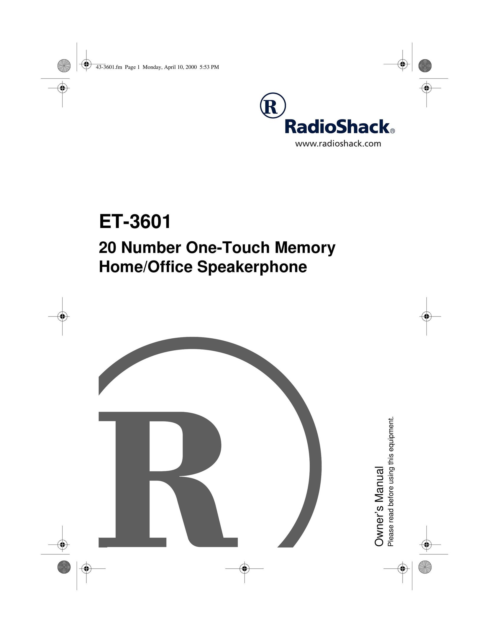Radio Shack 43-3601 Conference Phone User Manual
