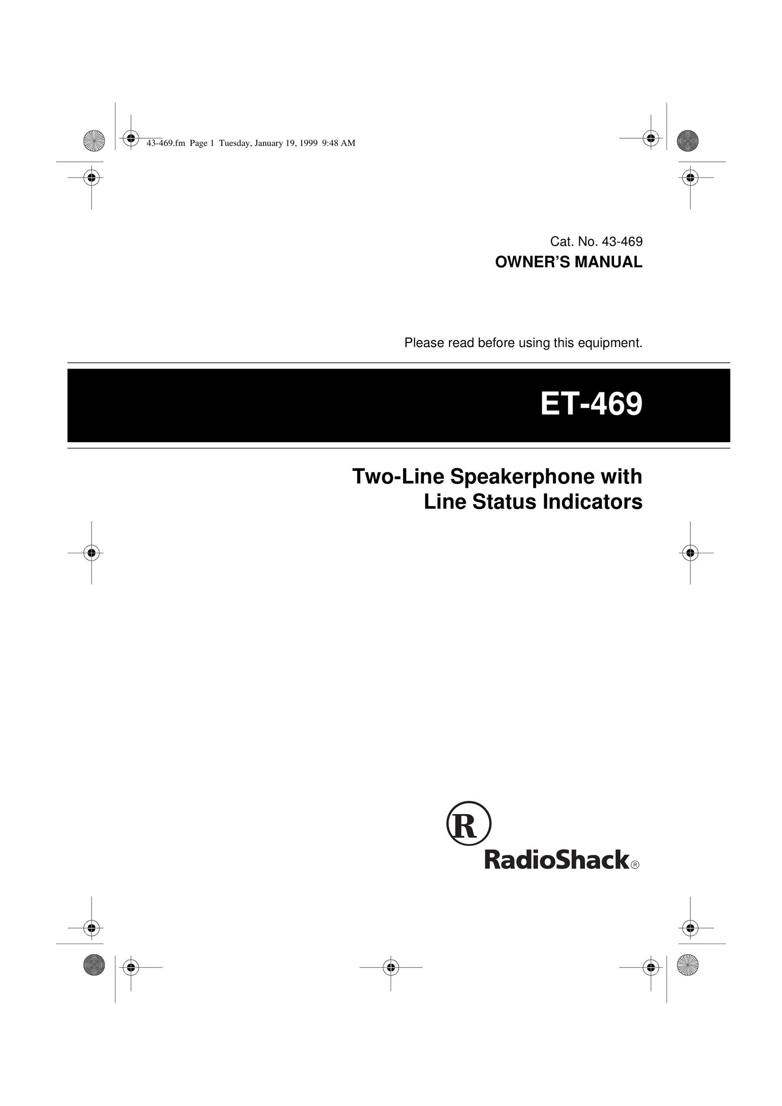 Radio Shack ET-469 Conference Phone User Manual