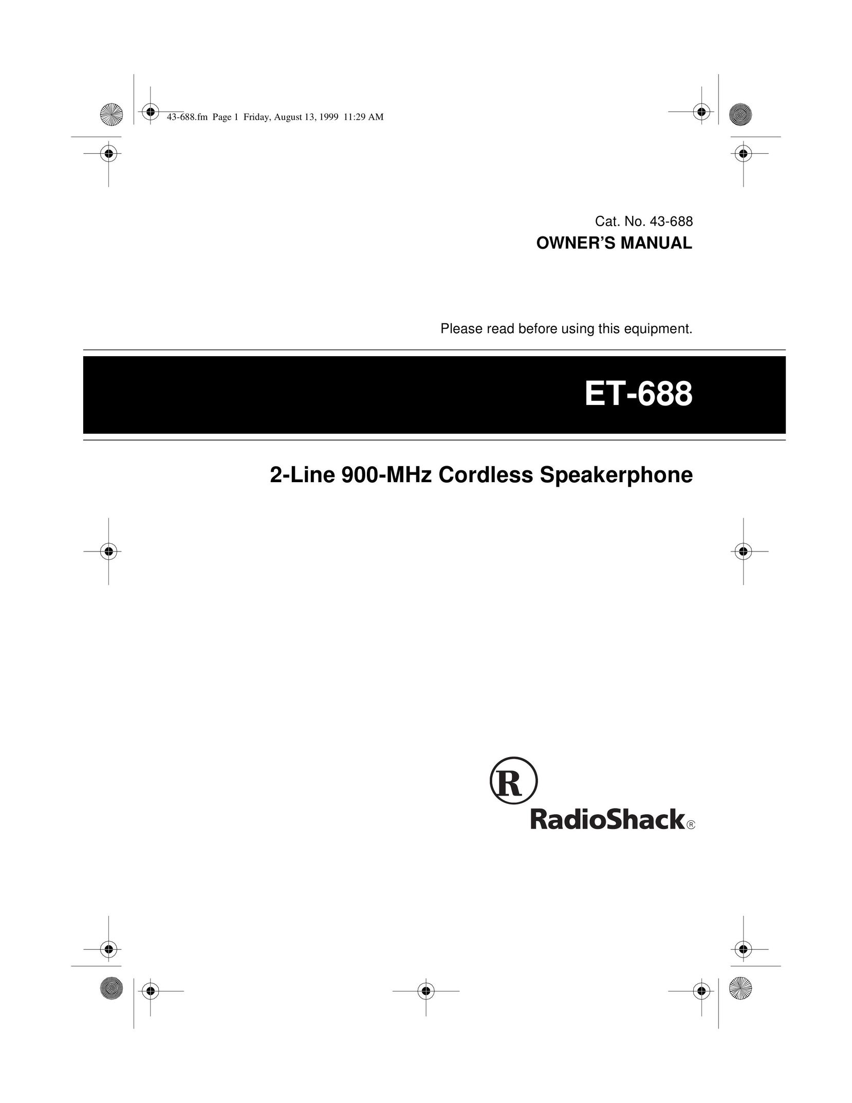Radio Shack ET-688 Conference Phone User Manual