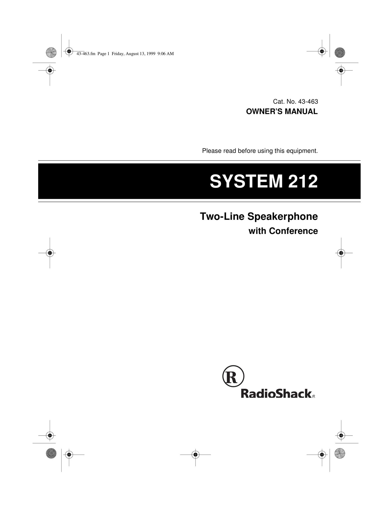 Radio Shack SYSTEM 212 Conference Phone User Manual