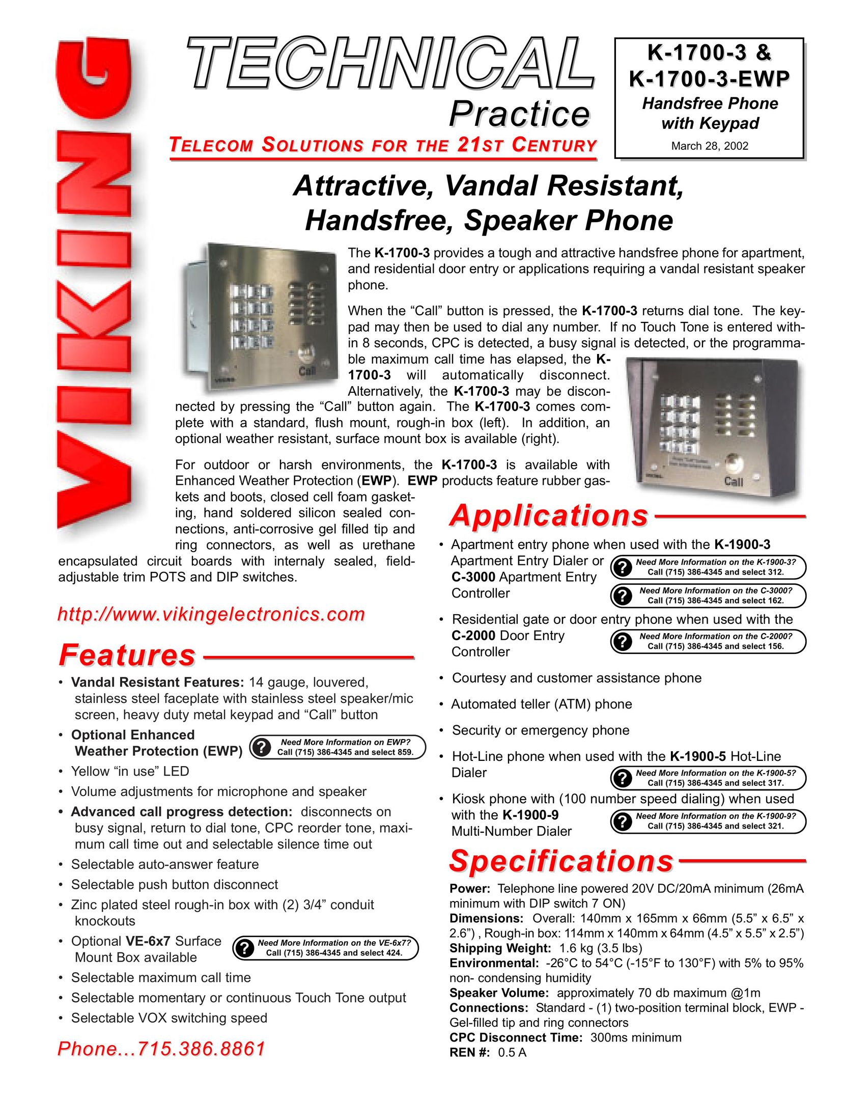 Viking K-1700-3 Conference Phone User Manual