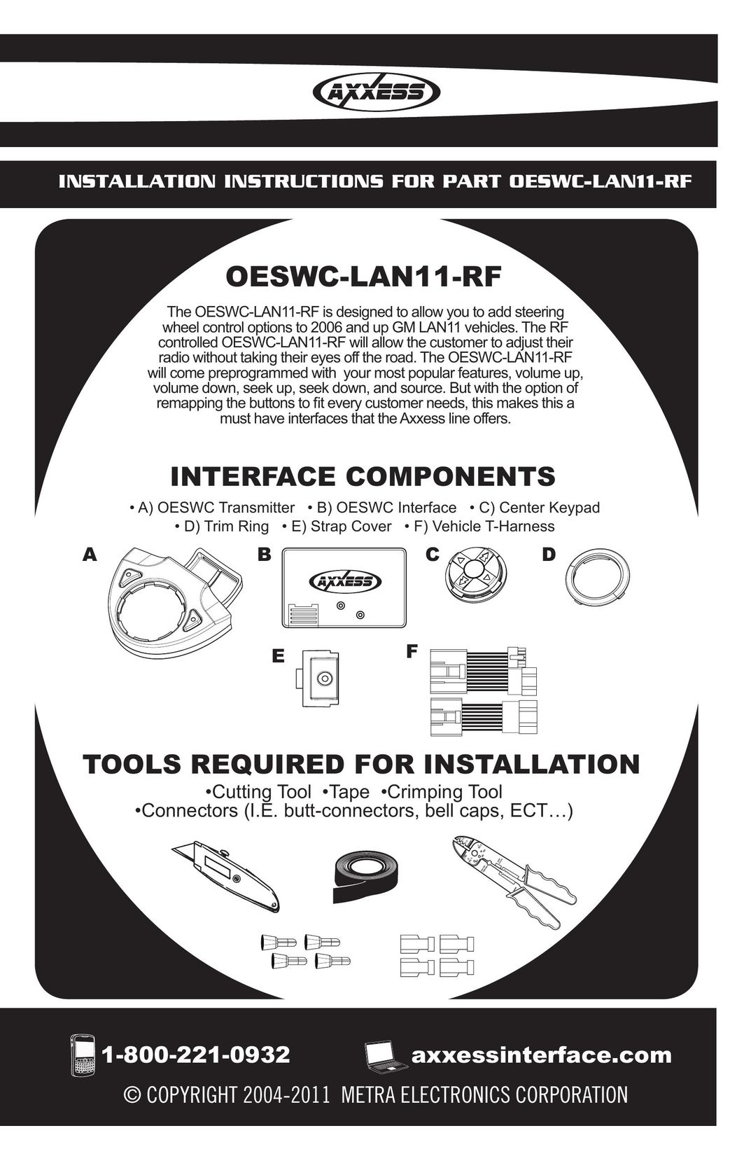 Axxess Interface OESWC-LAN11-RF Corded Headset User Manual