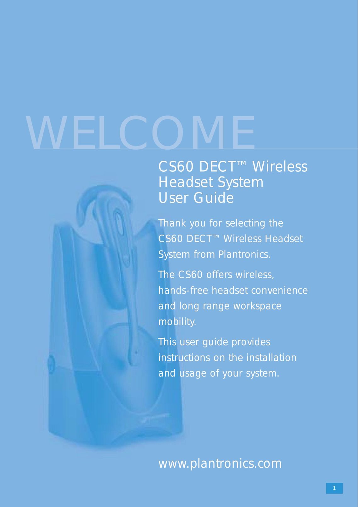 Plantronics CS 60 Corded Headset User Manual