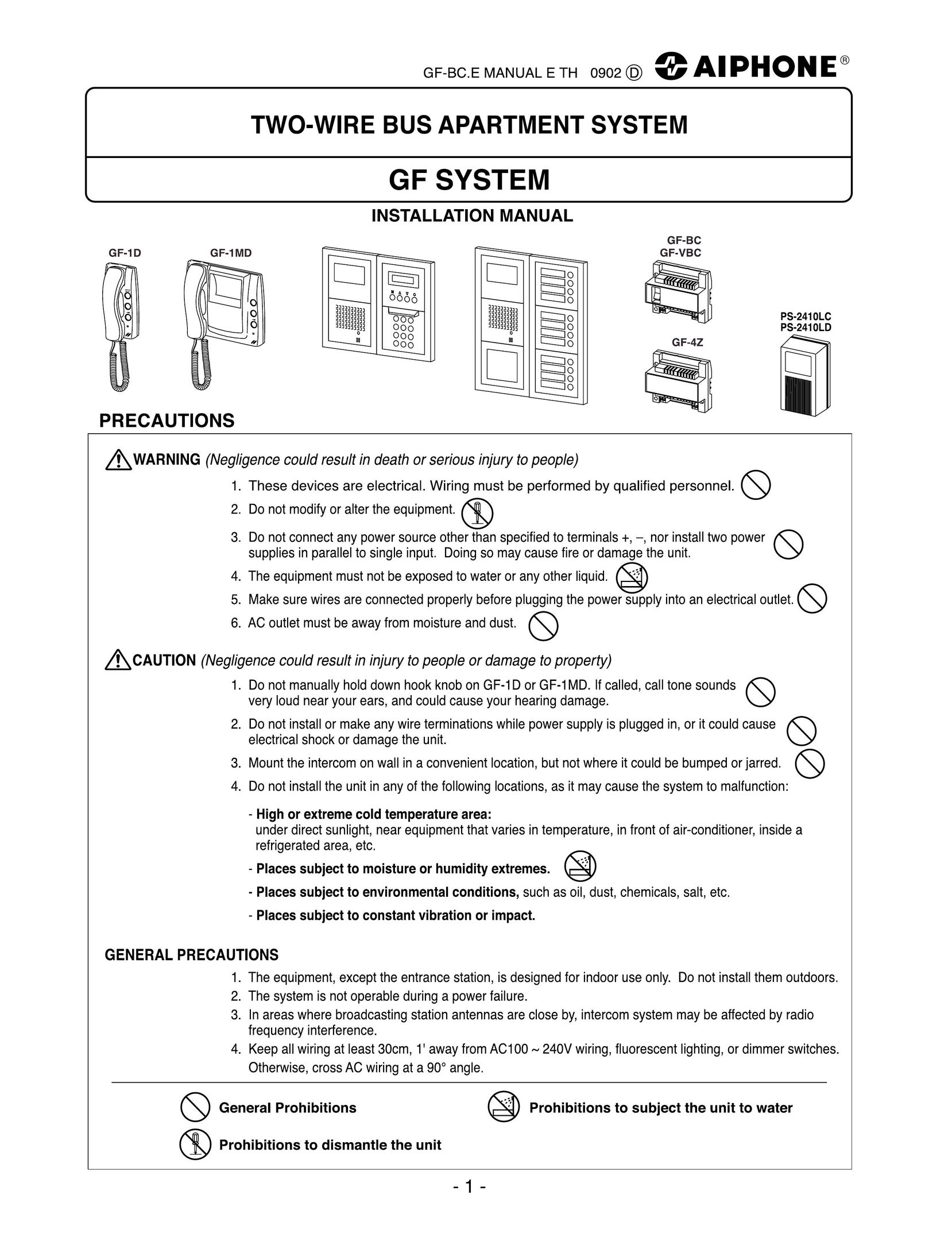 Aiphone GF-BC Cordless Telephone User Manual
