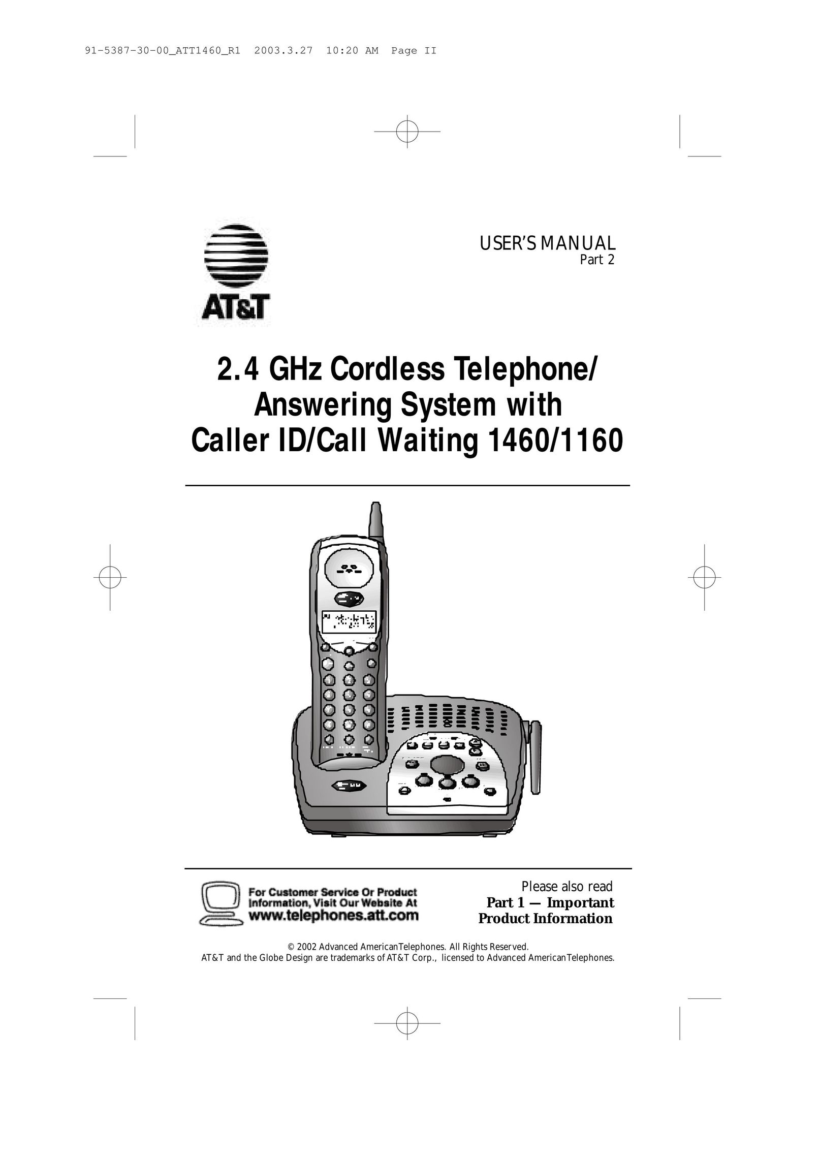 AT&T 1160 Cordless Telephone User Manual