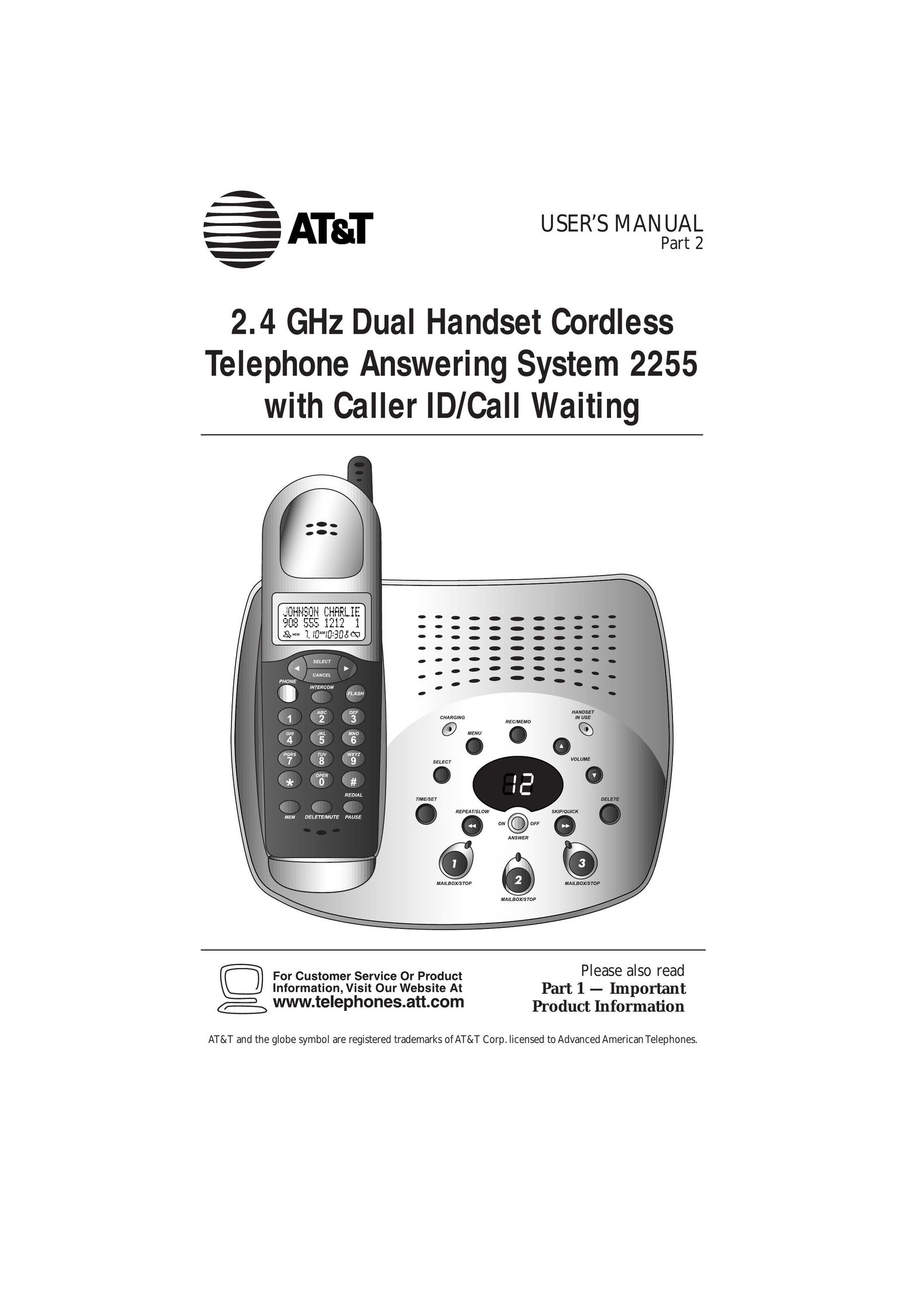AT&T 2255 Cordless Telephone User Manual