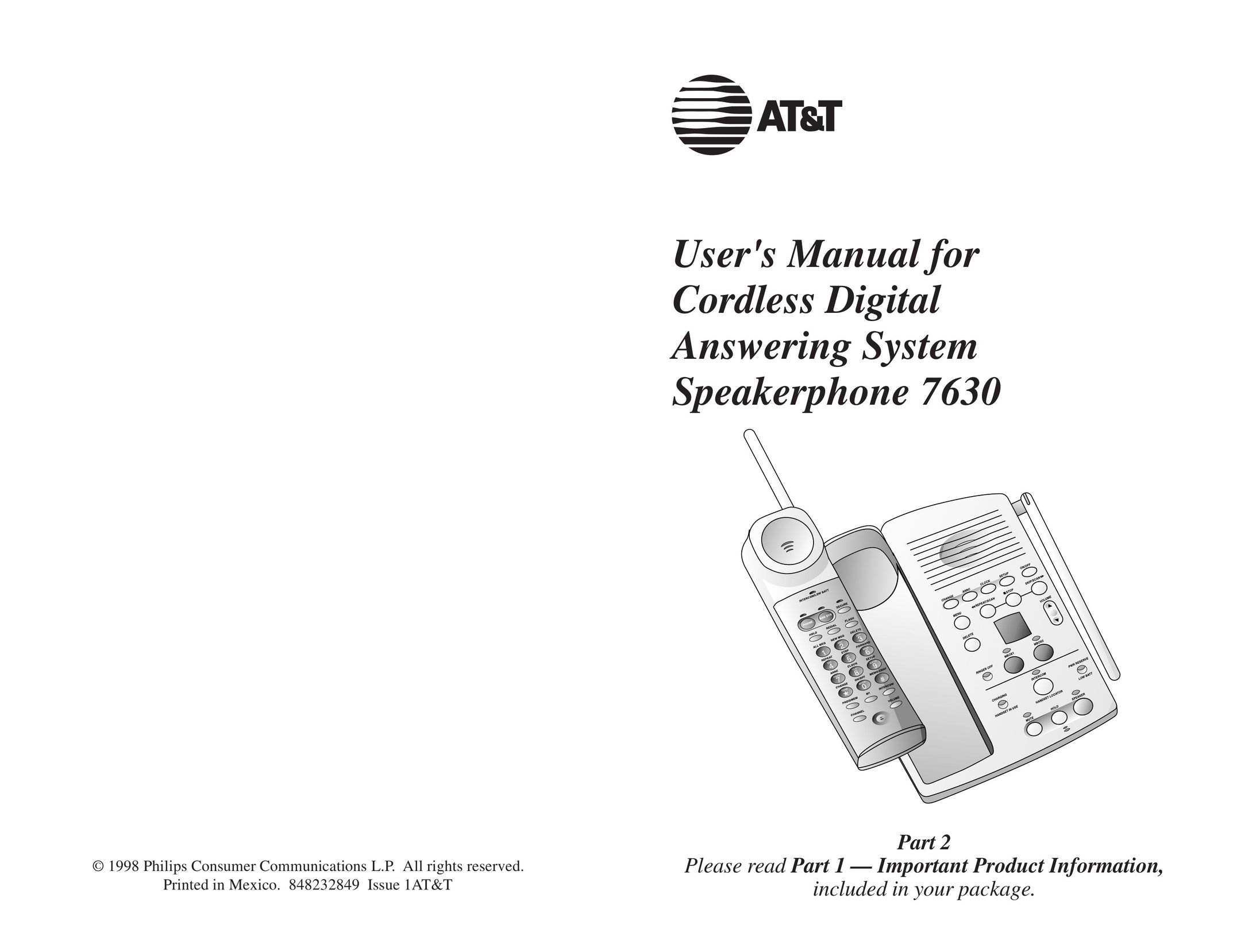 AT&T 7630 Cordless Telephone User Manual