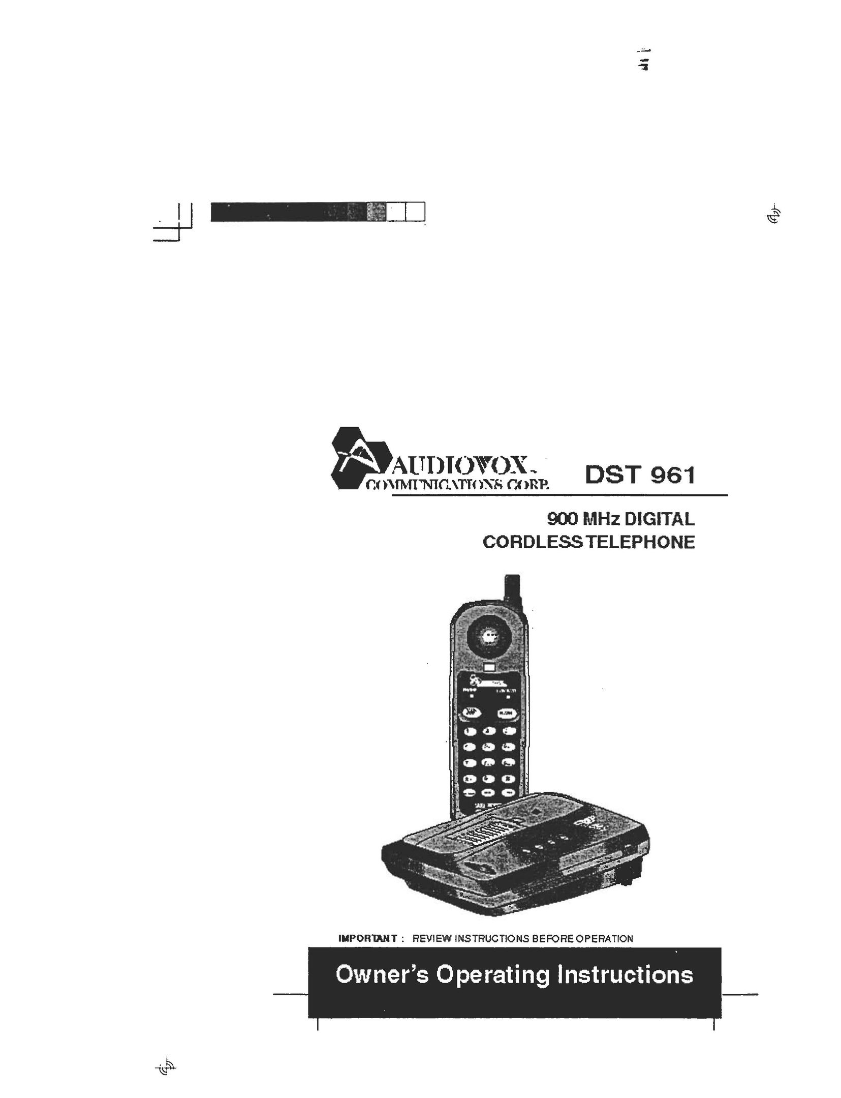 Audiovox DST 961 Cordless Telephone User Manual