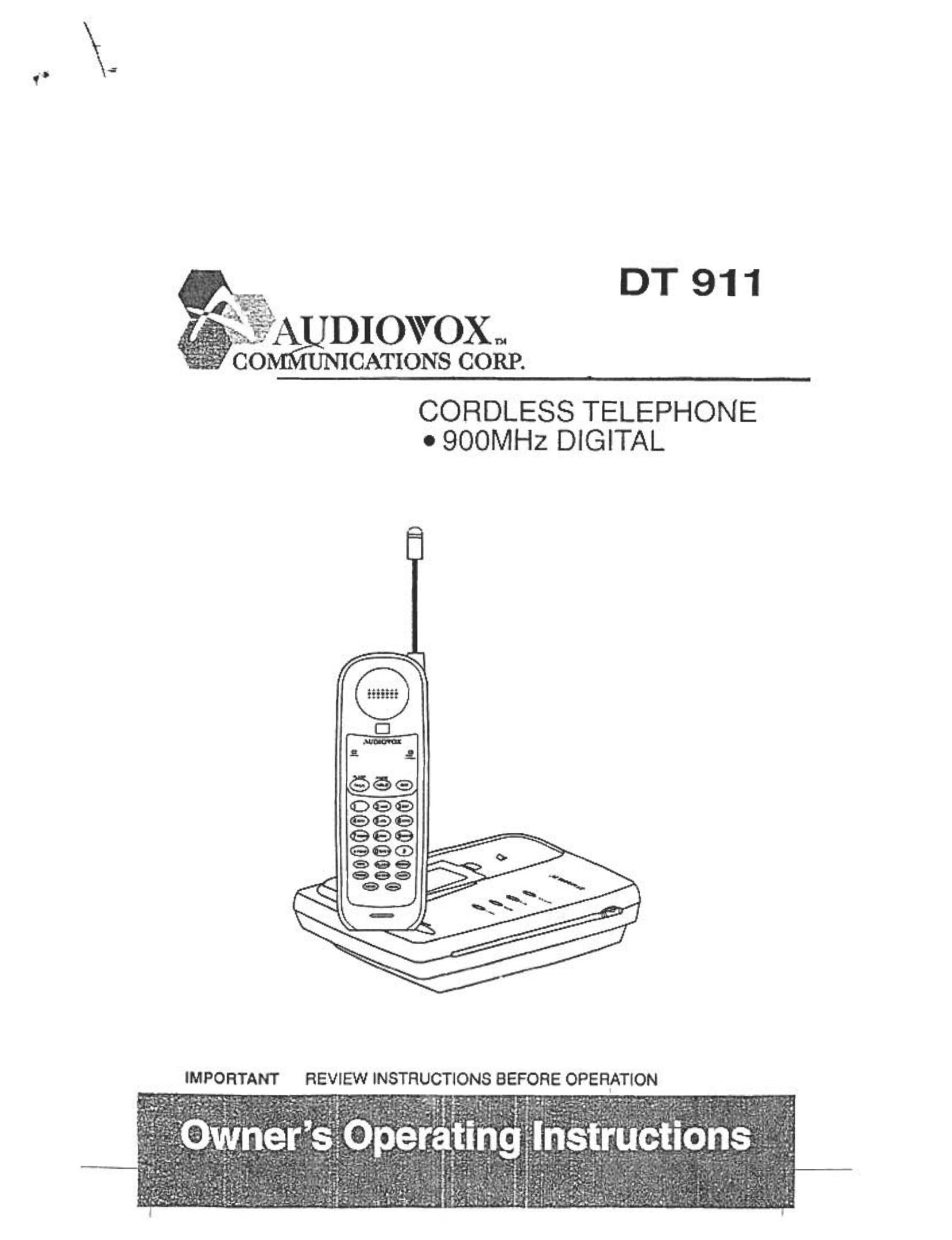 Audiovox DT 911 Cordless Telephone User Manual