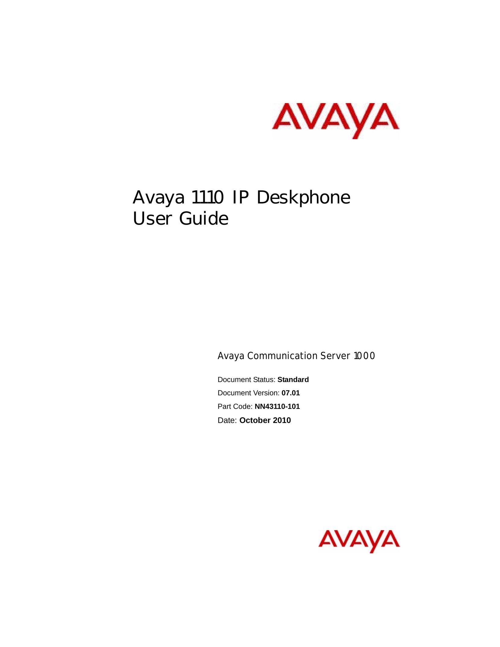 Avaya 1110 Cordless Telephone User Manual