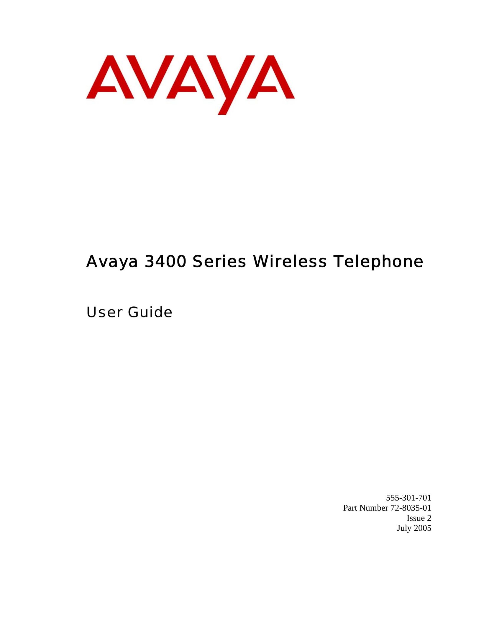 Avaya 3400 Series Cordless Telephone User Manual