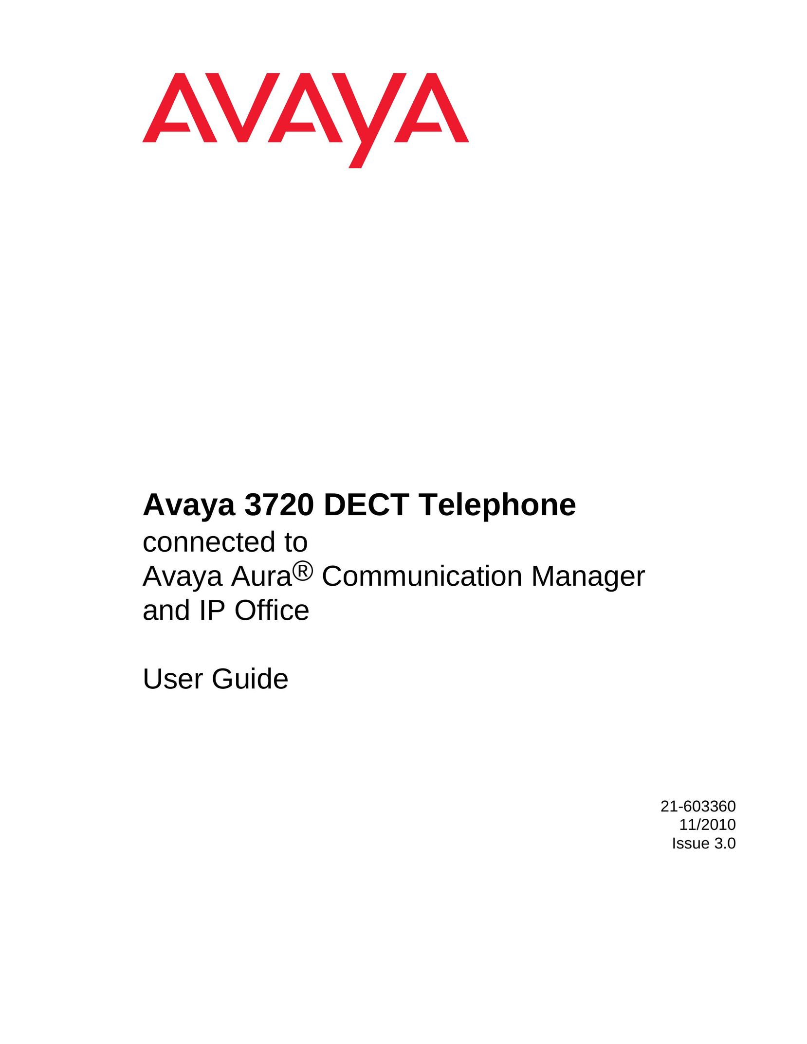 Avaya 3720 Cordless Telephone User Manual